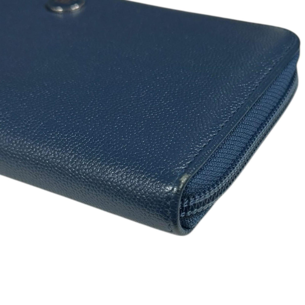 Chanel Blue Leather Long Wallet (Bi-Fold) (Pre-Owned)