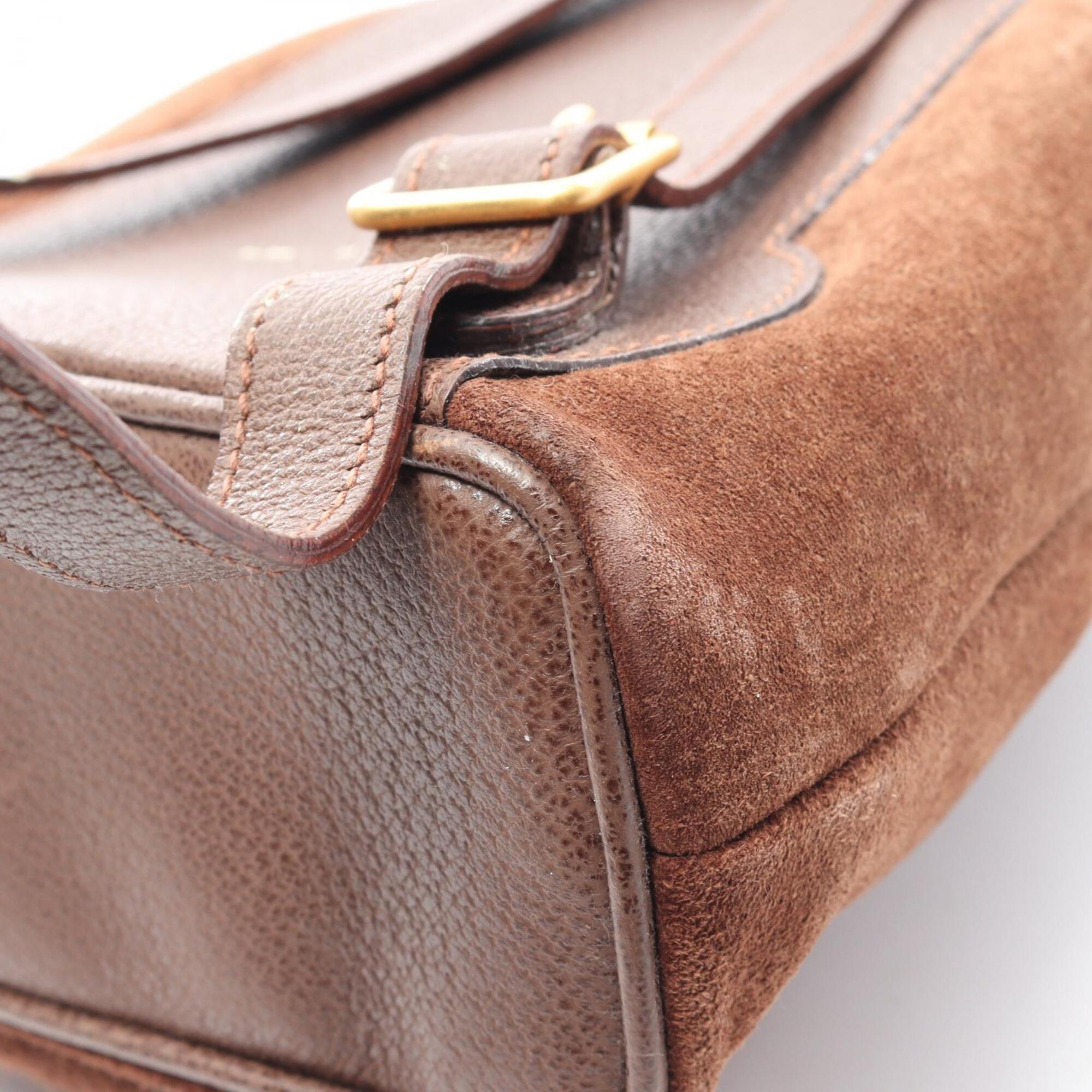 Gucci Brown Suede Leather Backpack Handbag (Pre-Owned)