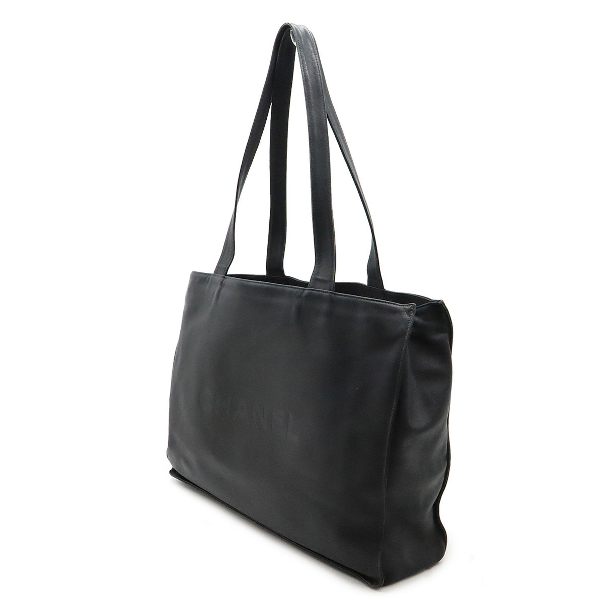 Chanel Black Leather Shoulder Bag Tote Bag (Pre-Owned)