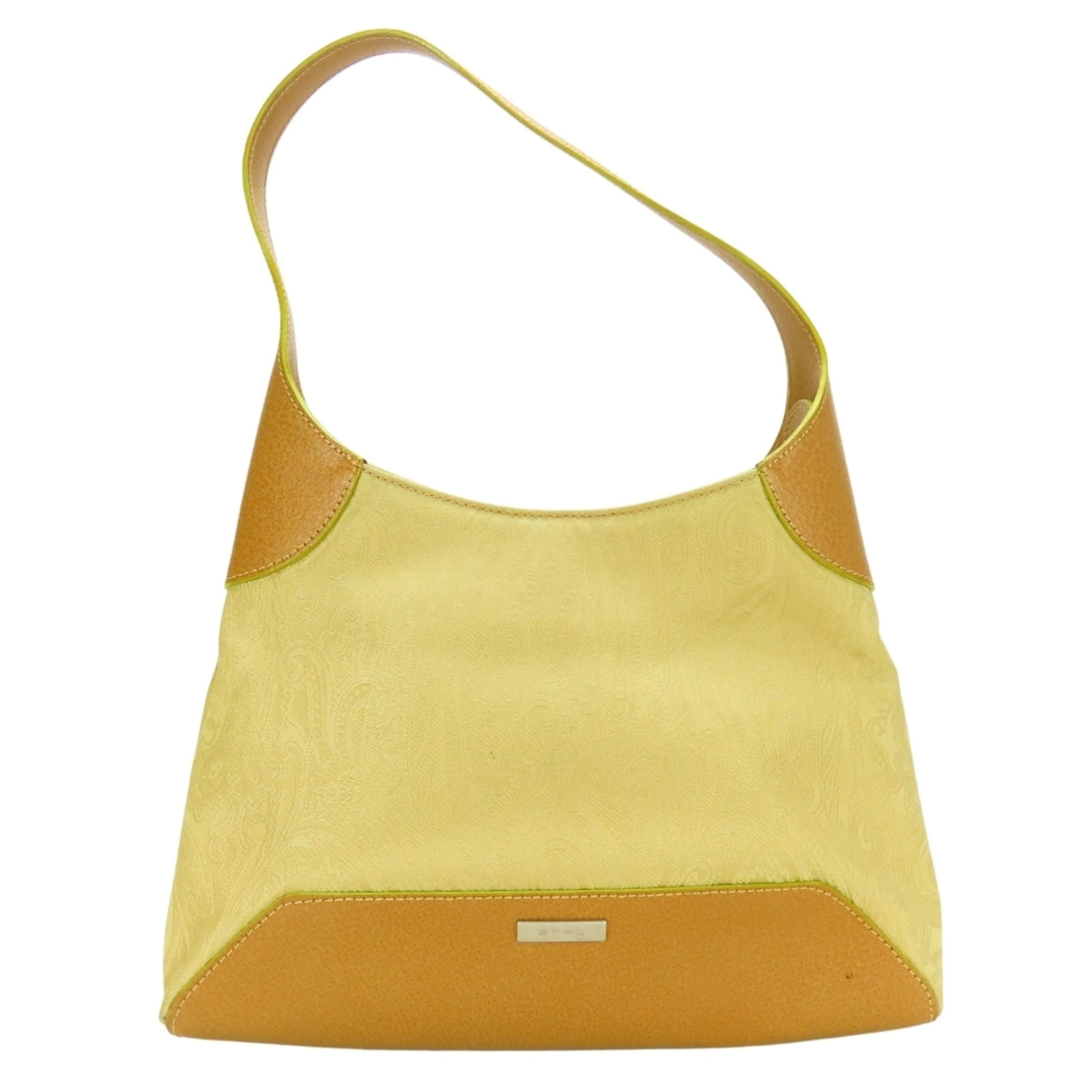 Etro Beige Brown Yellow Nylon Leather Shoulder Bag (Pre-Owned)