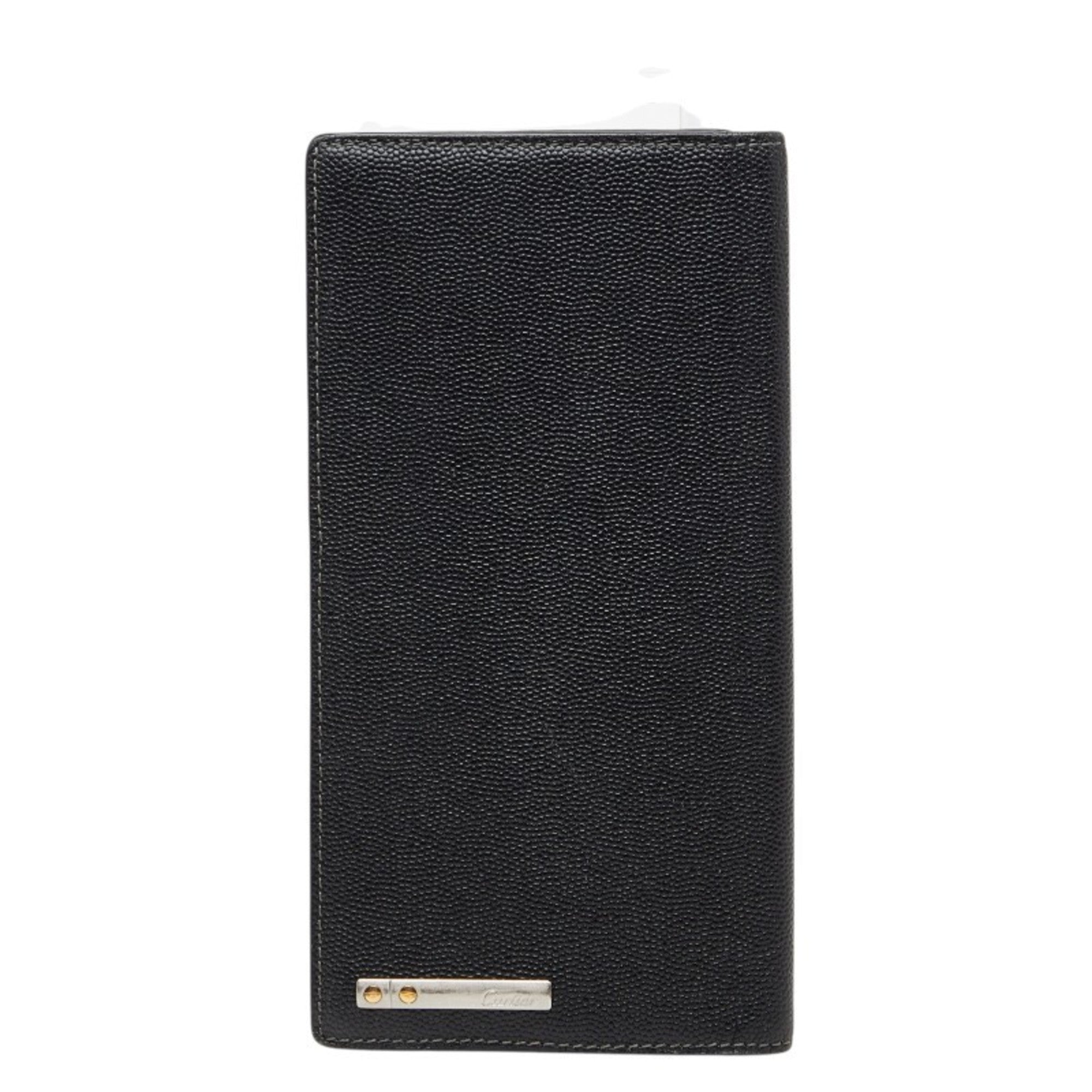 Cartier Black Leather Long Wallet (Bi-Fold) (Pre-Owned)