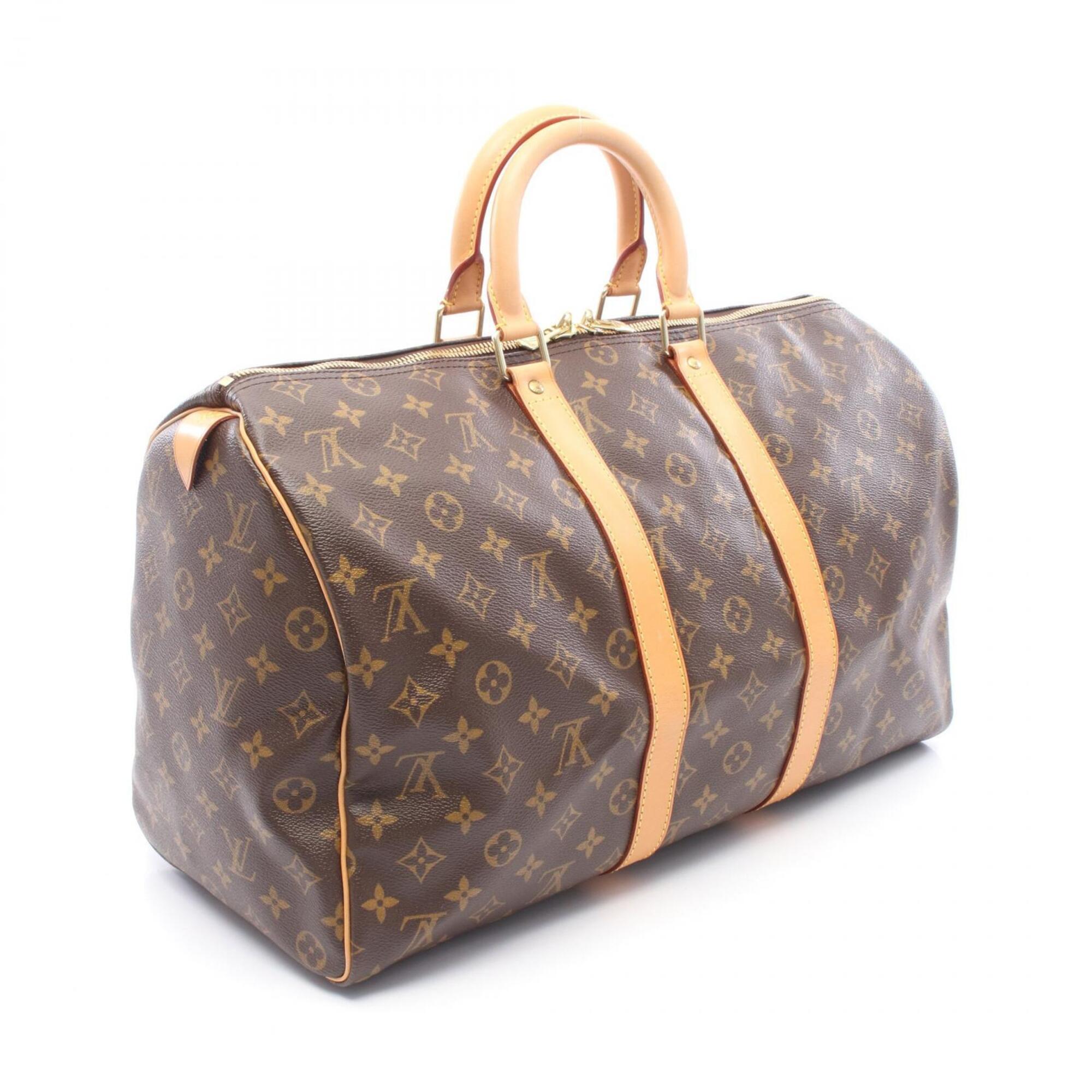 Louis Vuitton Brown Monogram Coated Canvas Leather Boston Bag Handbag (Pre-Owned)