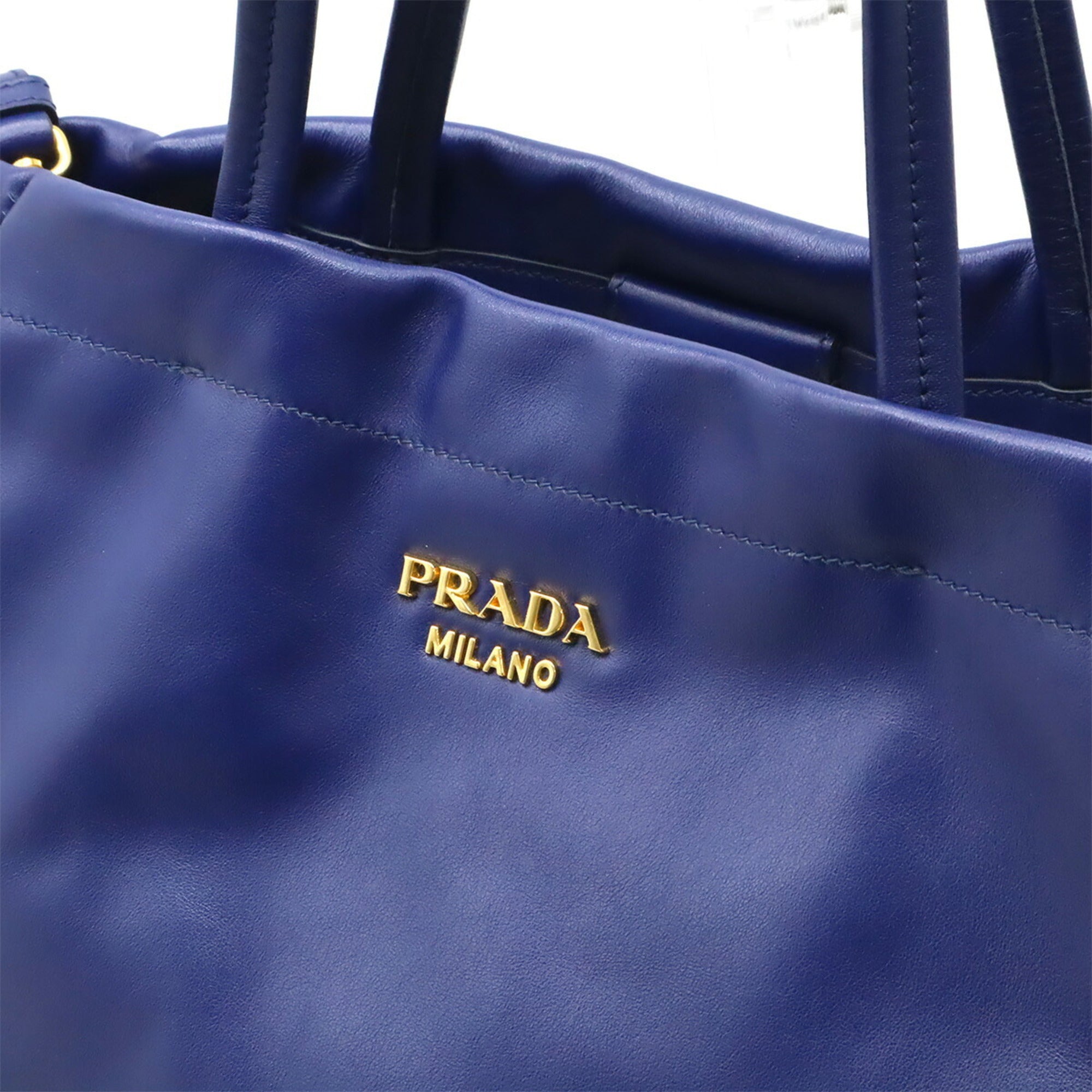 Prada Blue Leather Shoulder Bag Tote Bag (Pre-Owned)