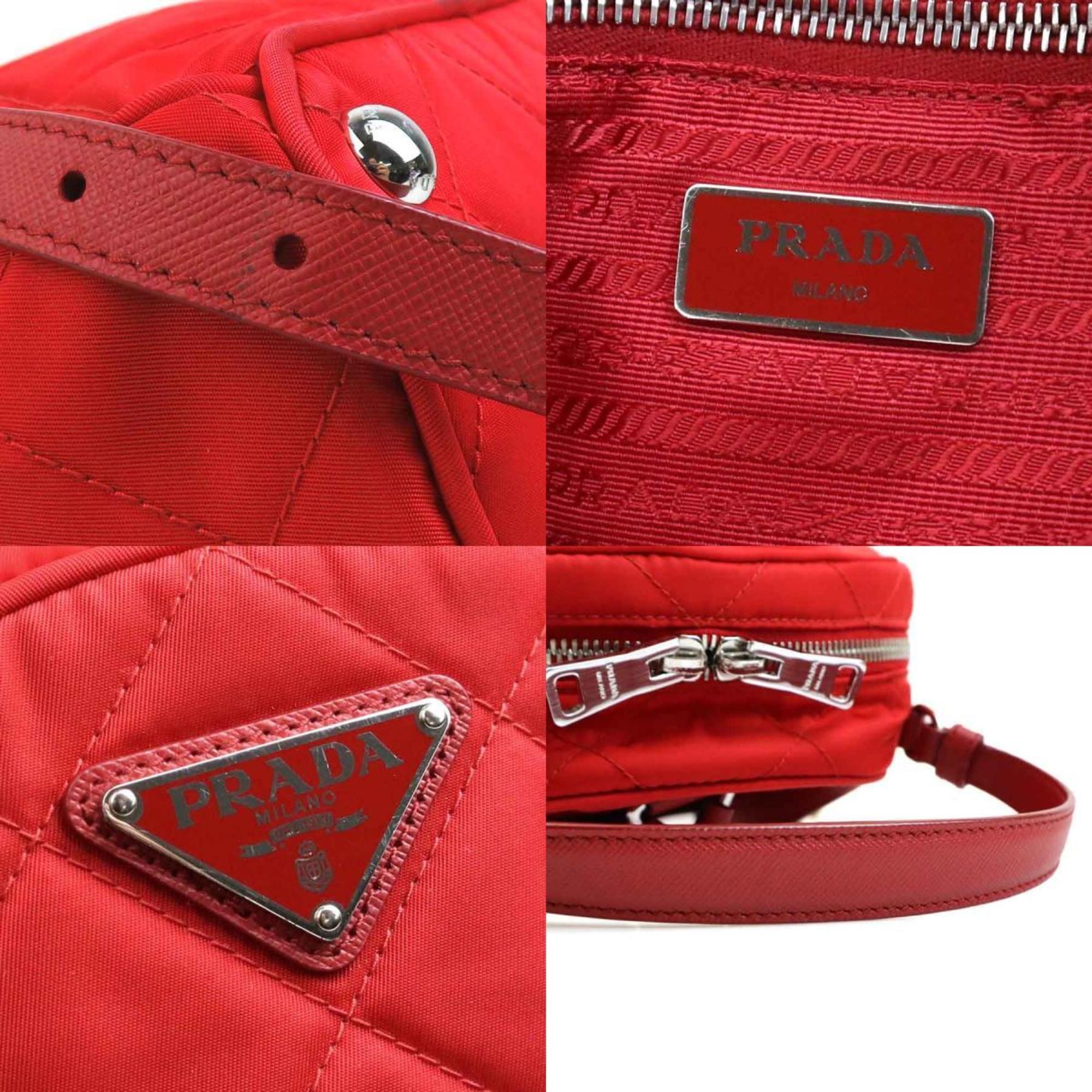 Prada Red Color Nylon Leather Backpack (Pre-Owned)