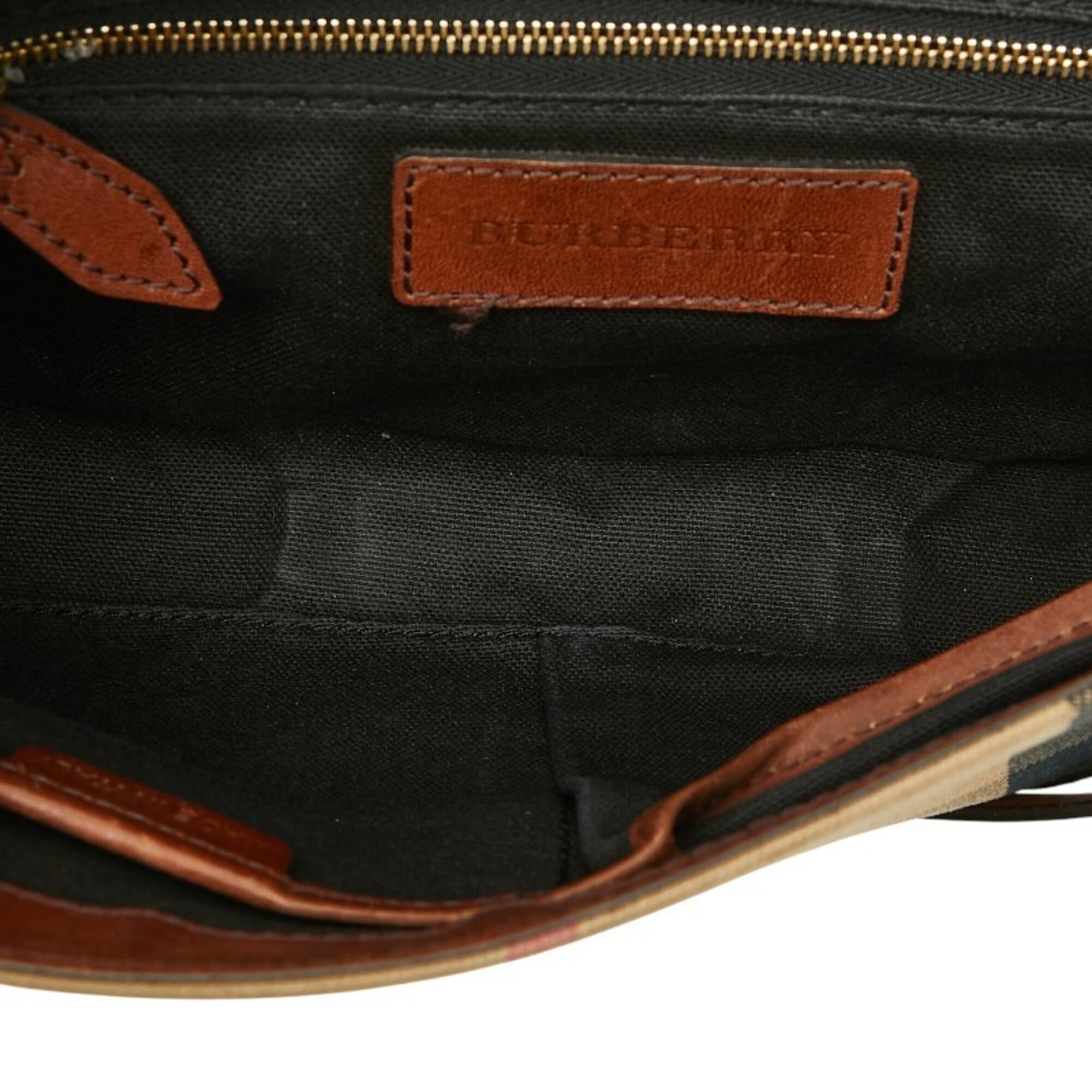 Burberry Beige Brown Canvas Leather Shoulder Bag (Pre-Owned)