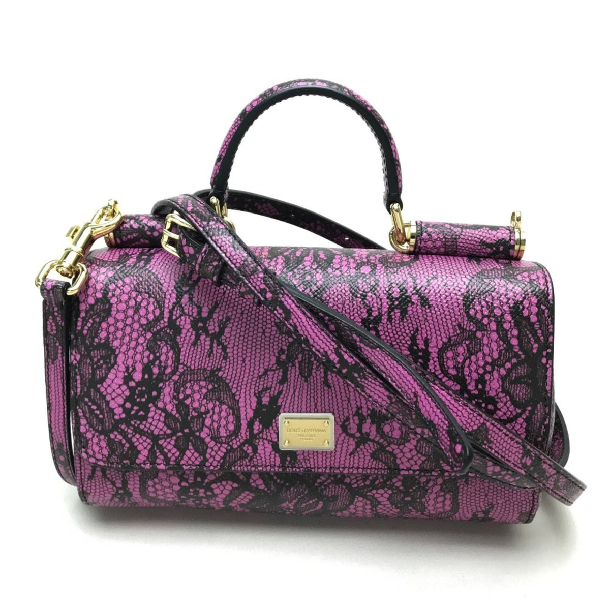 Dolce & Gabbana Black Leather Handbag Pochette Shoulder Bag (Pre-Owned)