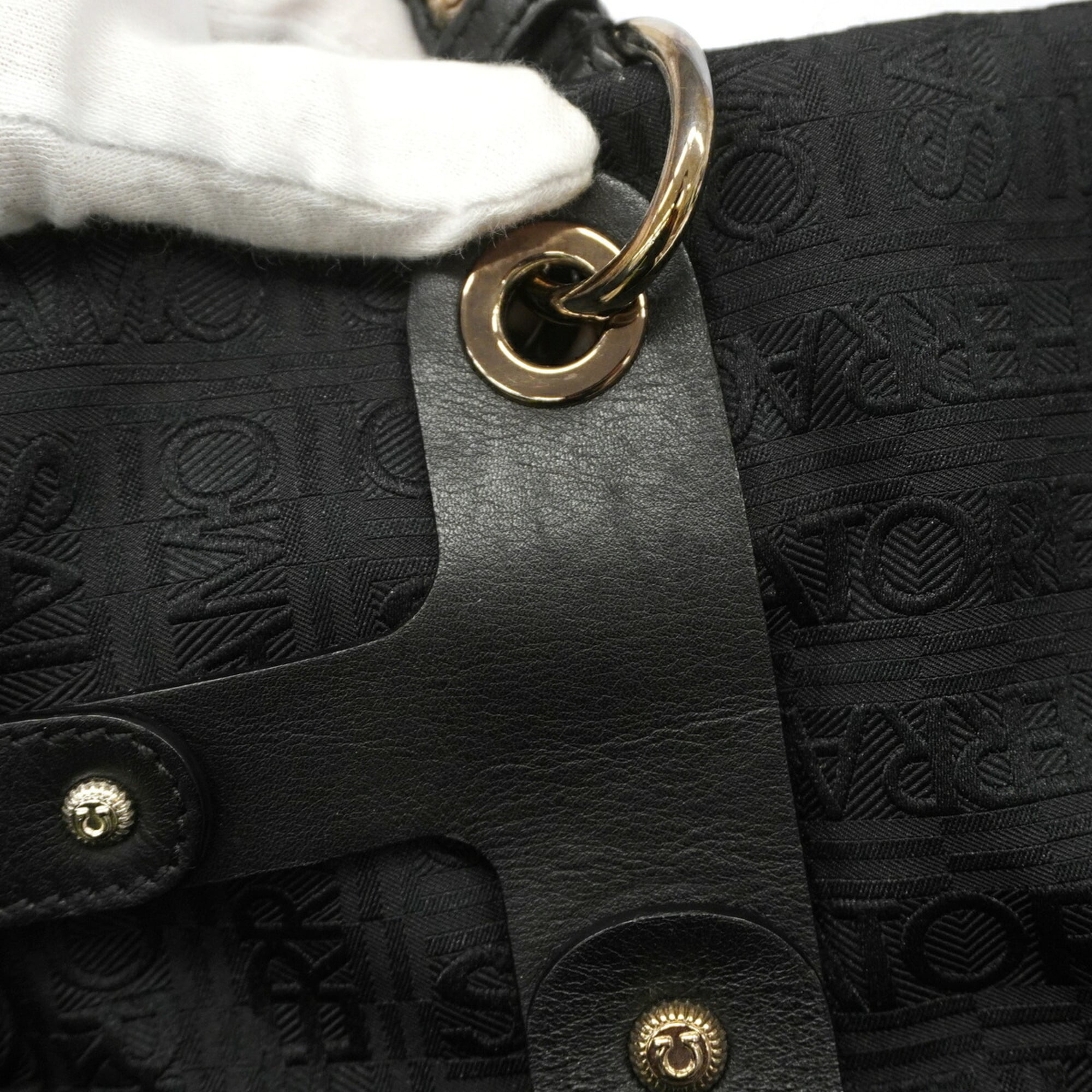 Salvatore Ferragamo Black Canvas Tote Bag (Pre-Owned)