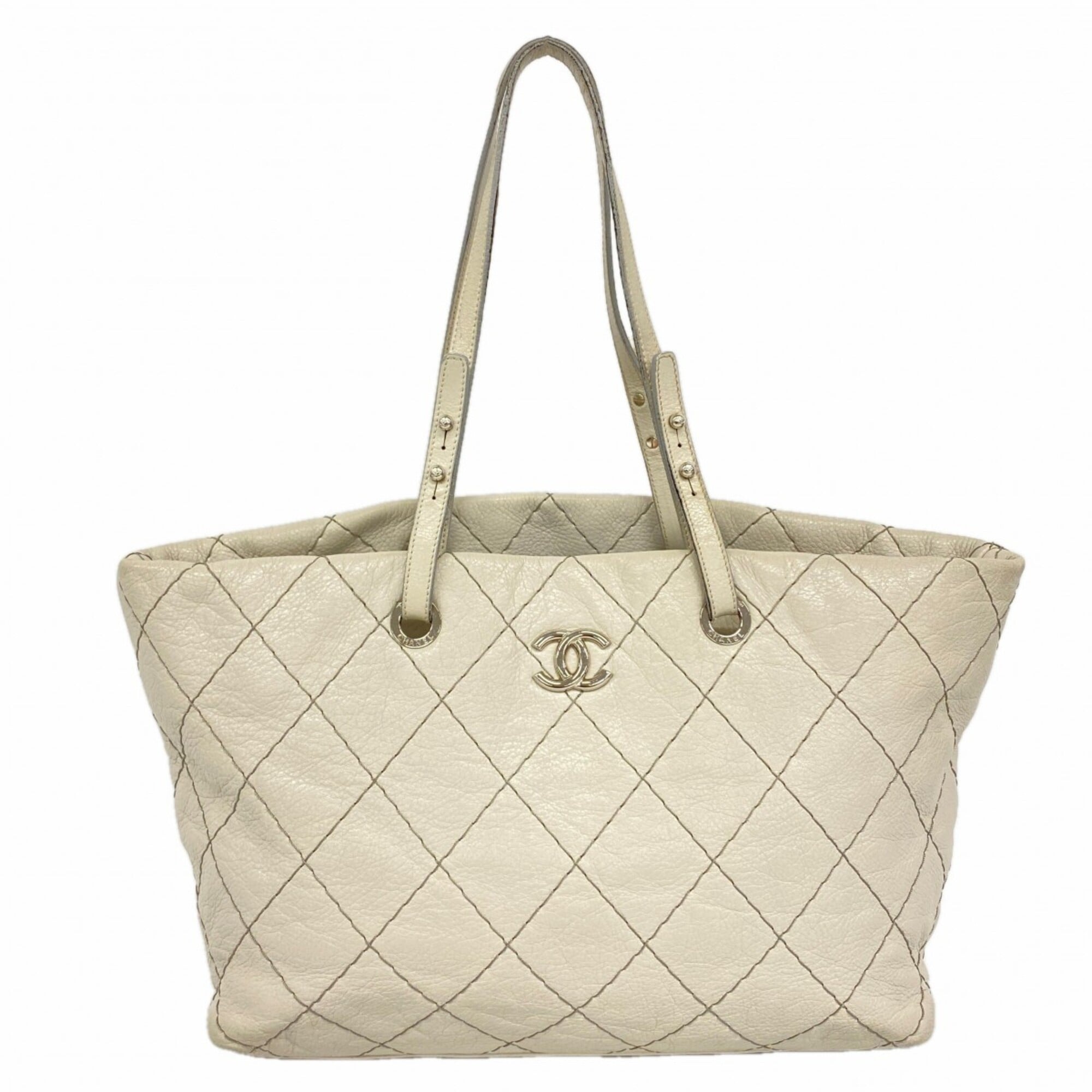 Chanel Gray Leather Tote Bag (Pre-Owned)