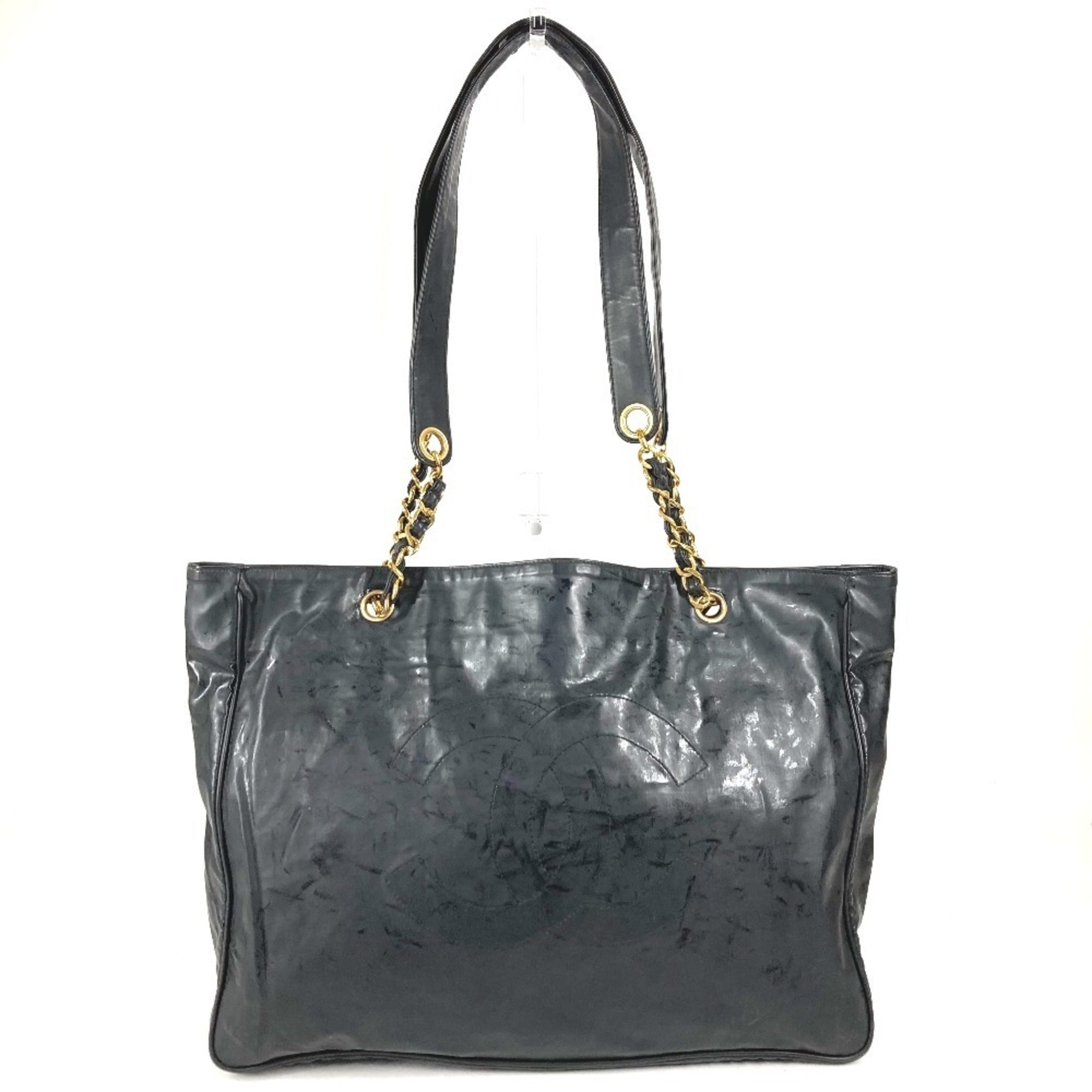 Chanel Black Coated Canvas Shoulder Bag Tote Bag (Pre-Owned)