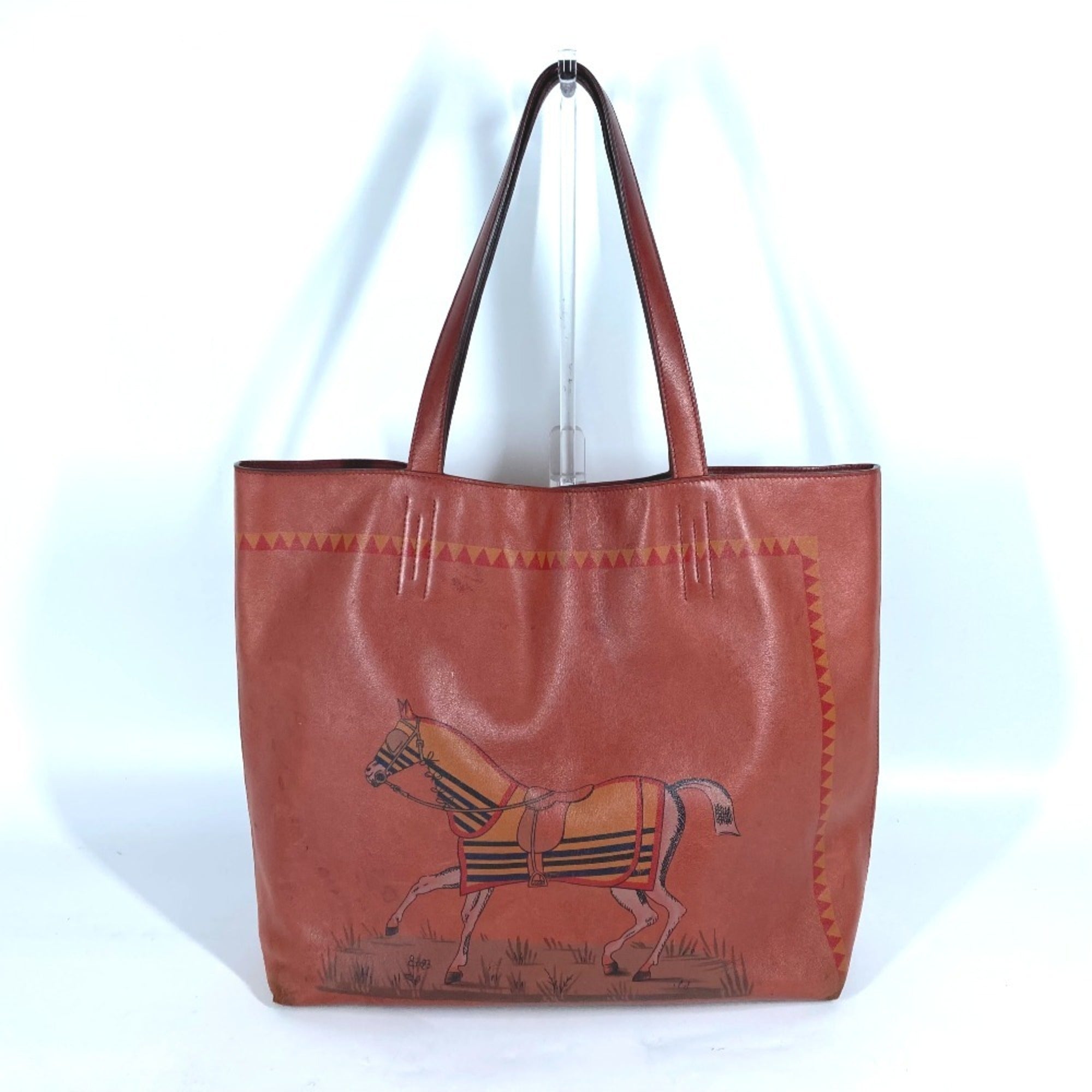 Hermes Brown Leather Shoulder Bag Tote Bag (Pre-Owned)
