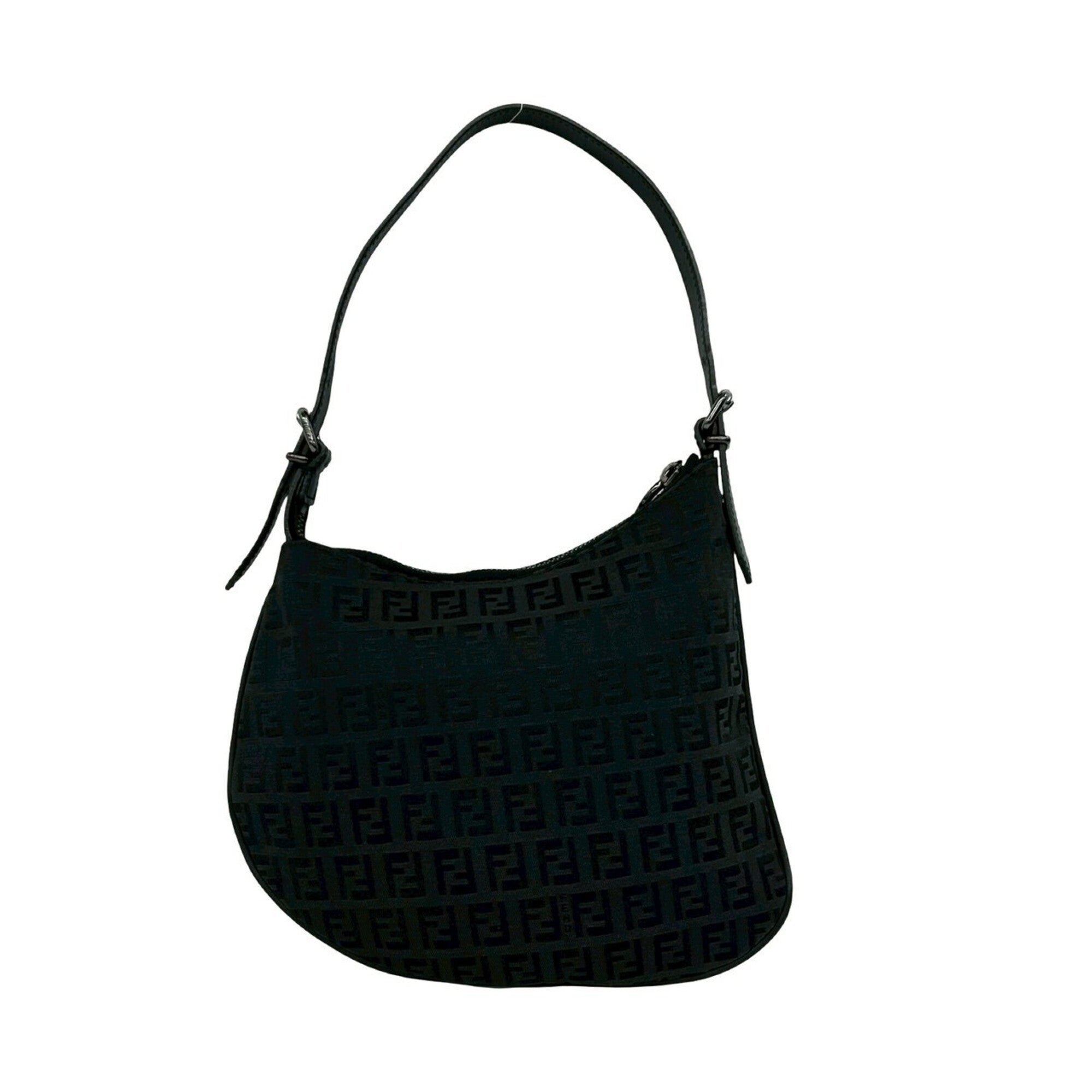 Fendi Black Canvas Leather Handbag Shoulder Bag (Pre-Owned)