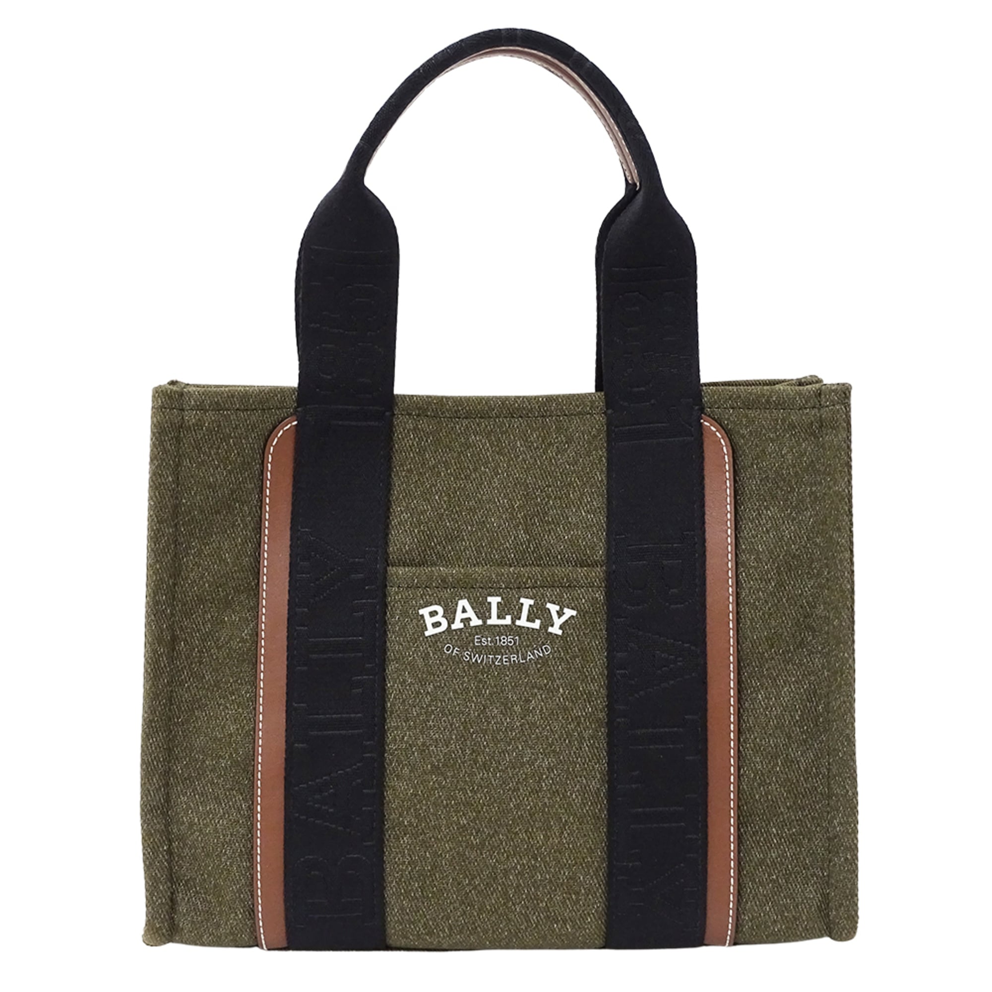 Bally Khaki Canvas Handbag Tote Bag (Pre-Owned)