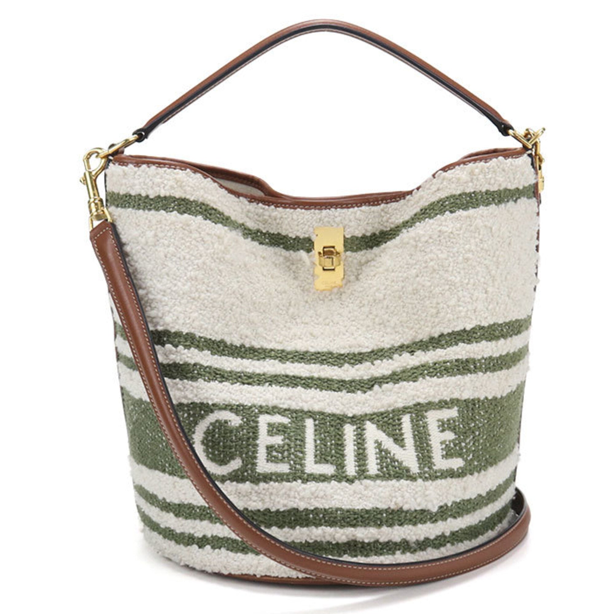 Celine White Pile Fabric Handbag (Pre-Owned)
