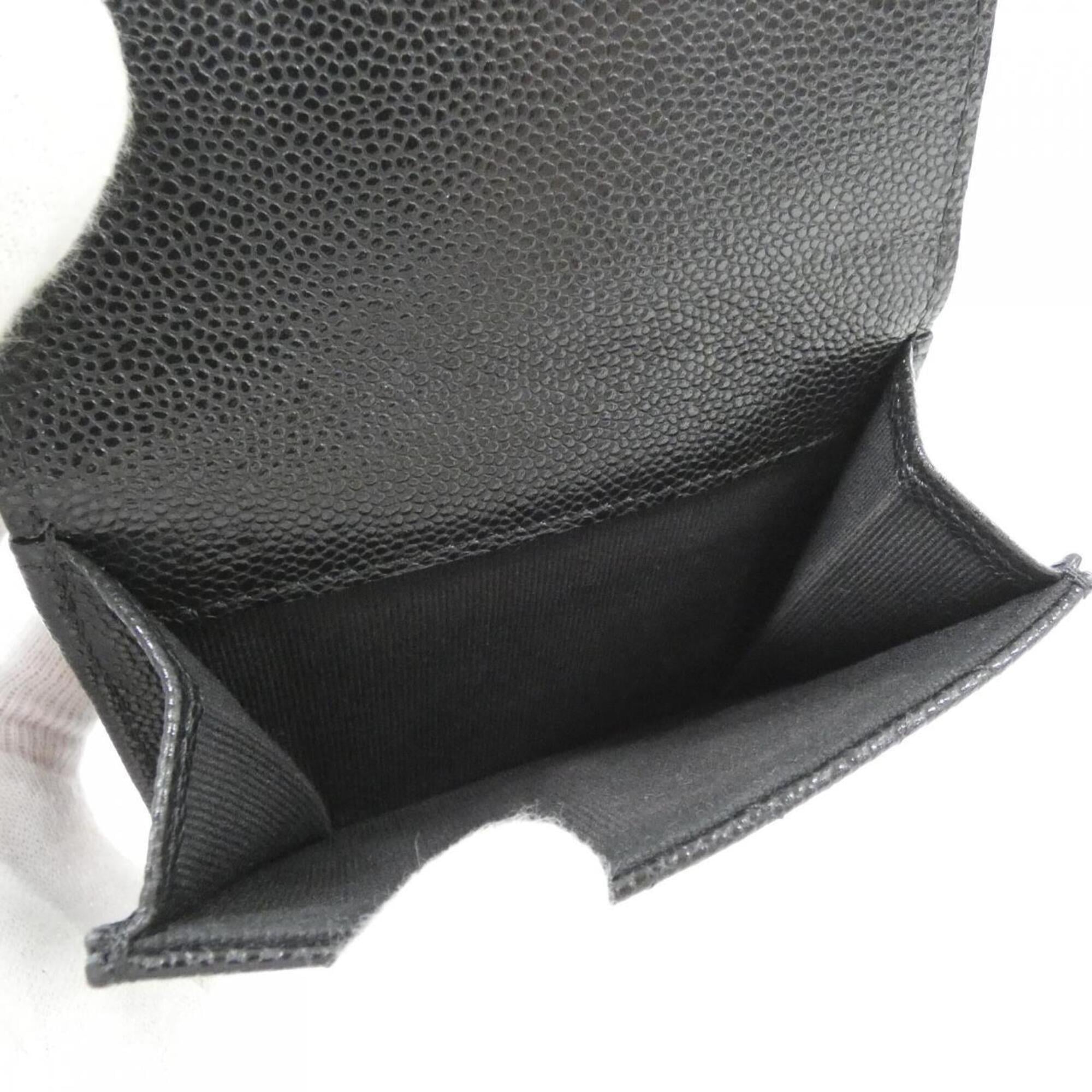 Chanel Black Bordeaux Grained Calfskin Wallet (Tri-Fold) (Pre-Owned)
