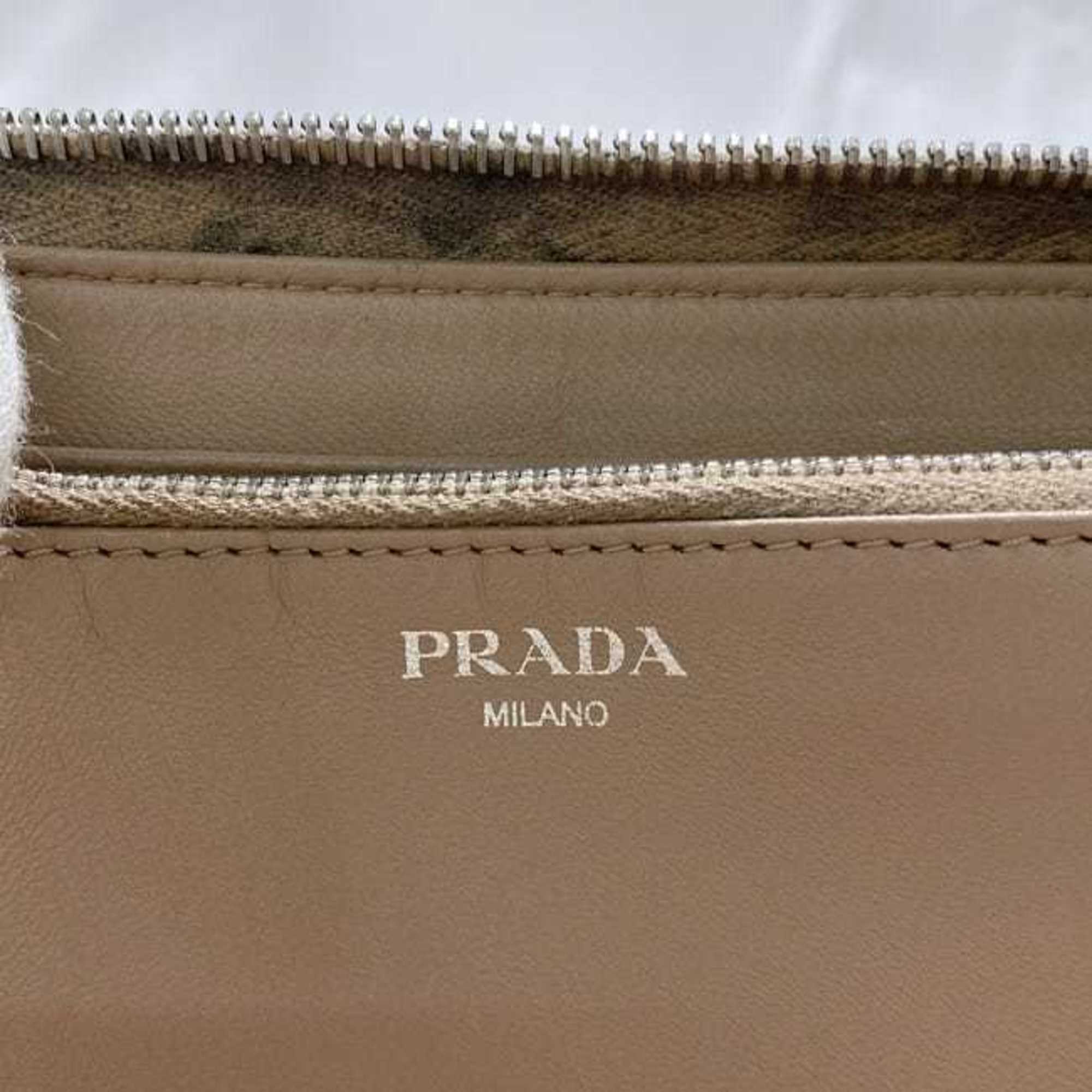 Prada Black Leather Long Wallet (Bi-Fold) (Pre-Owned)