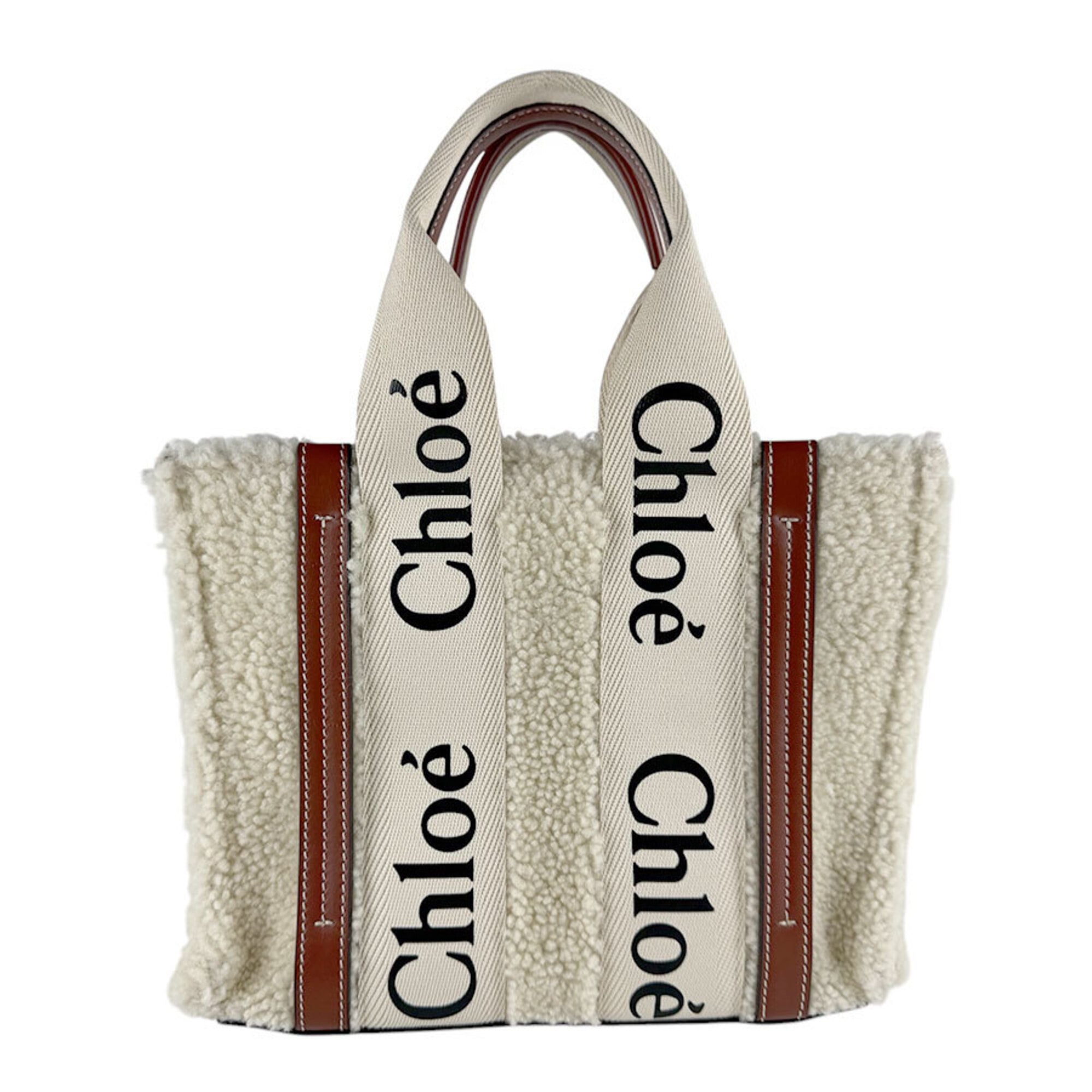 Chloé Brown Ivory Leather Fur Handbag Shoulder Bag (Pre-Owned)