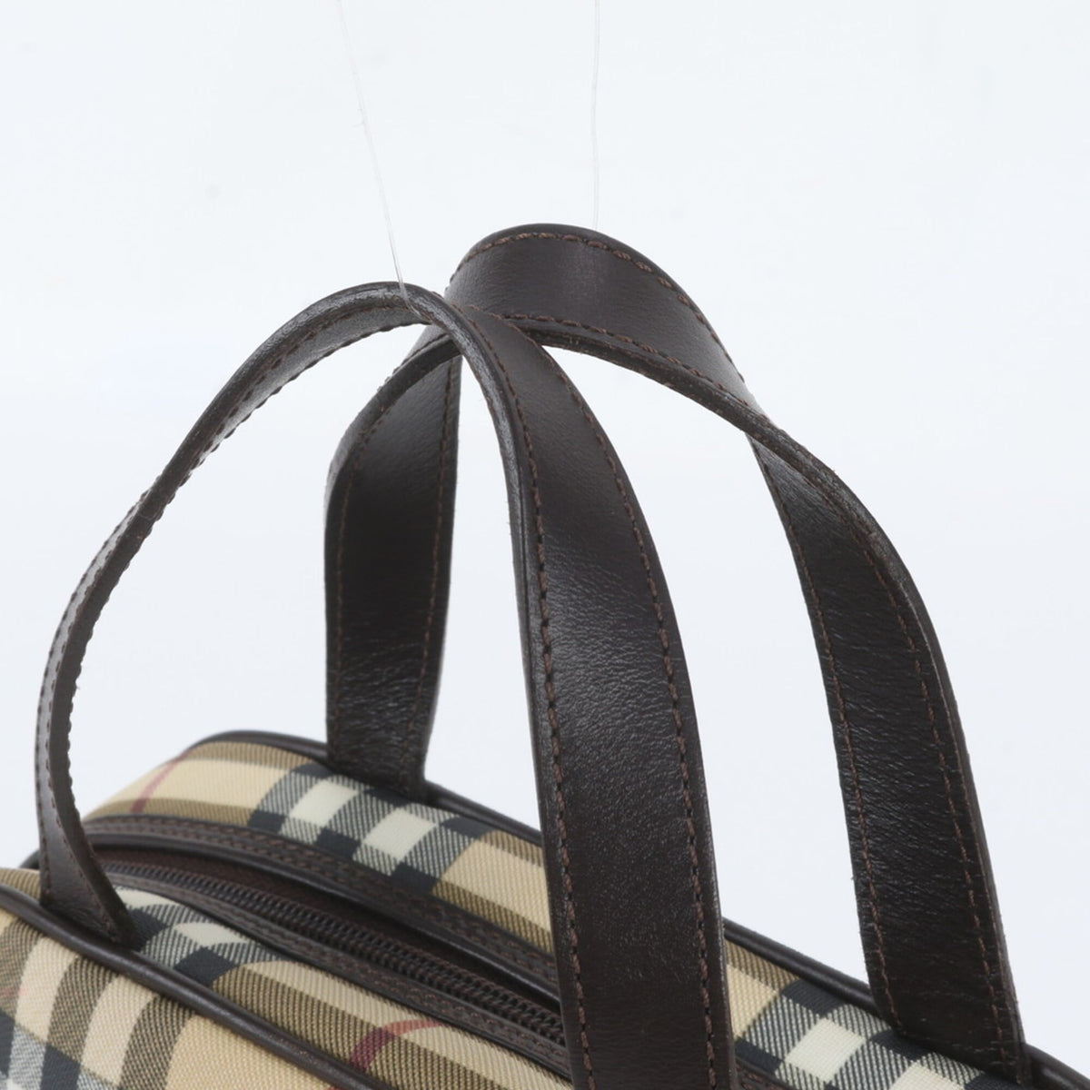 Burberry Beige Leather Coated Canvas Handbag Tote Bag (Pre-Owned)