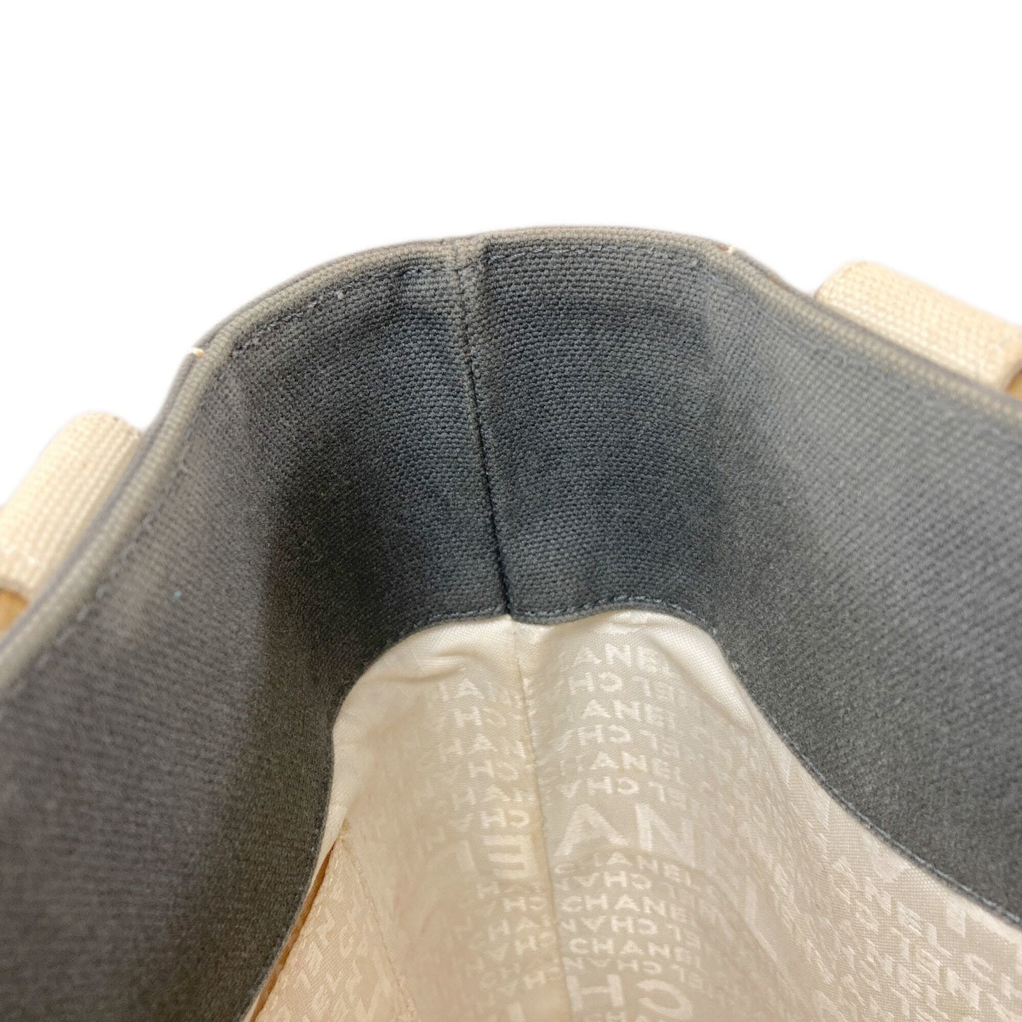 Chanel Gray White Canvas Handbag (Pre-Owned)