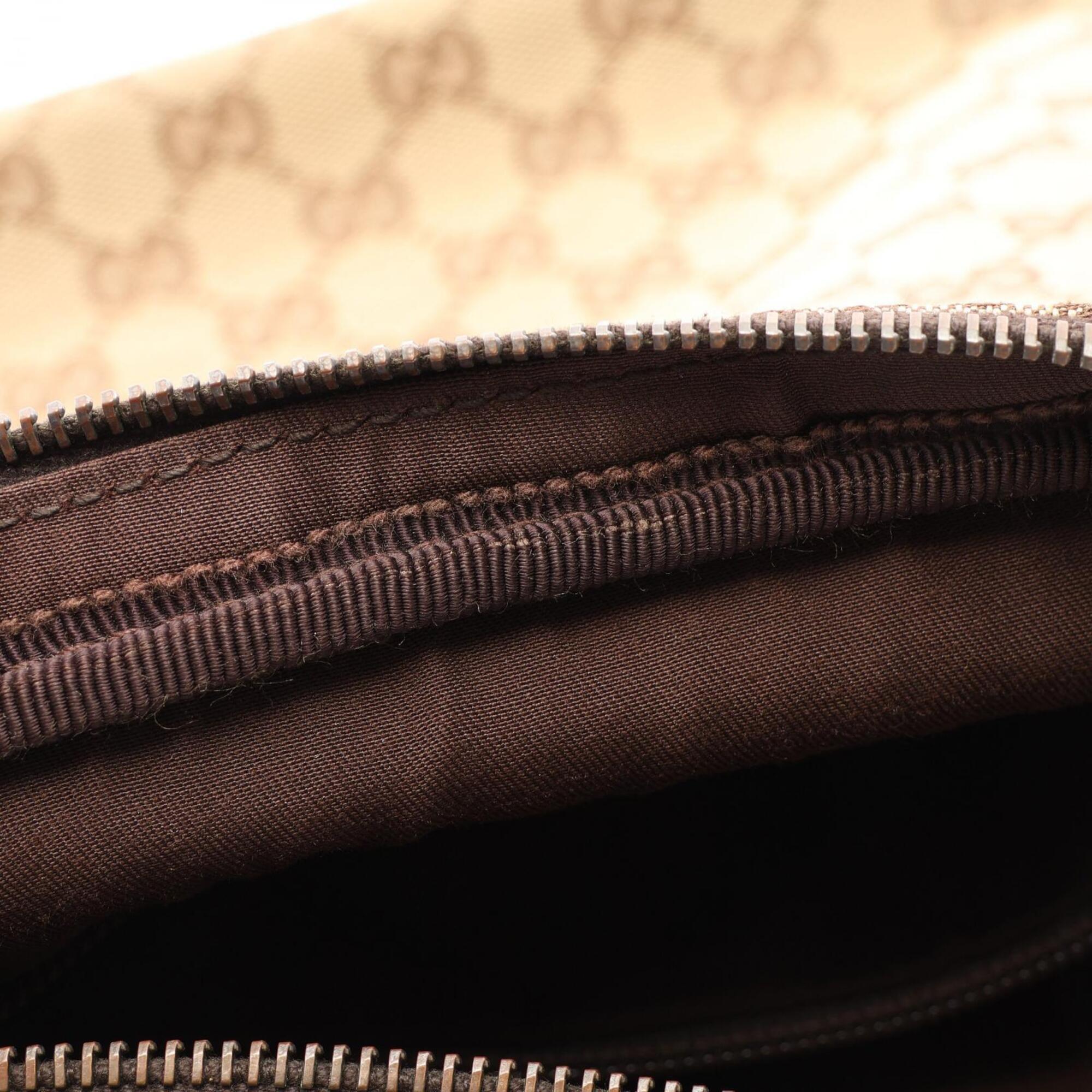 Gucci Gg Canvas Beige Brown Gg Canvas Leather Handbag Shoulder Bag (Pre-Owned)