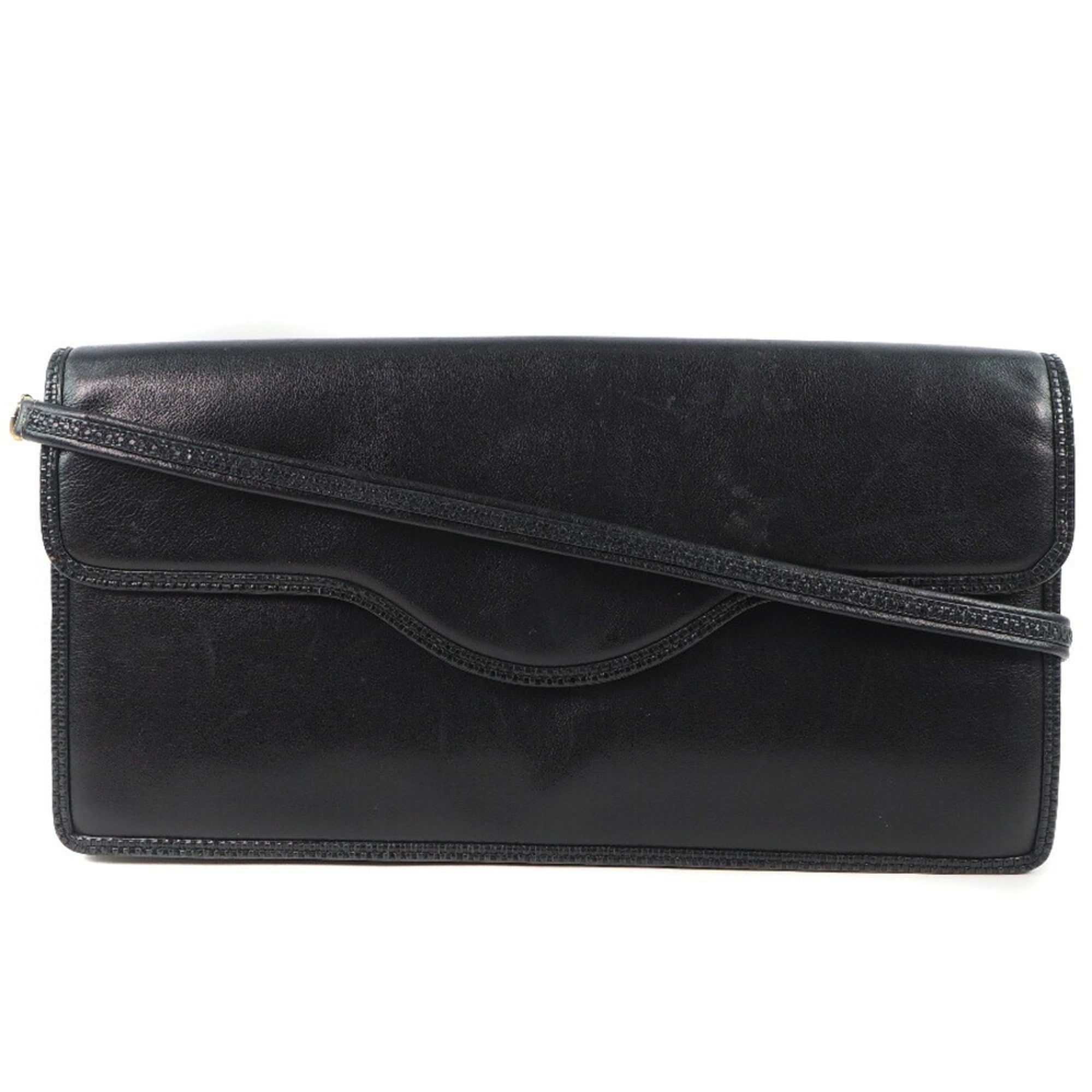 Bally Black Gold Leather Shoulder Bag (Pre-Owned)
