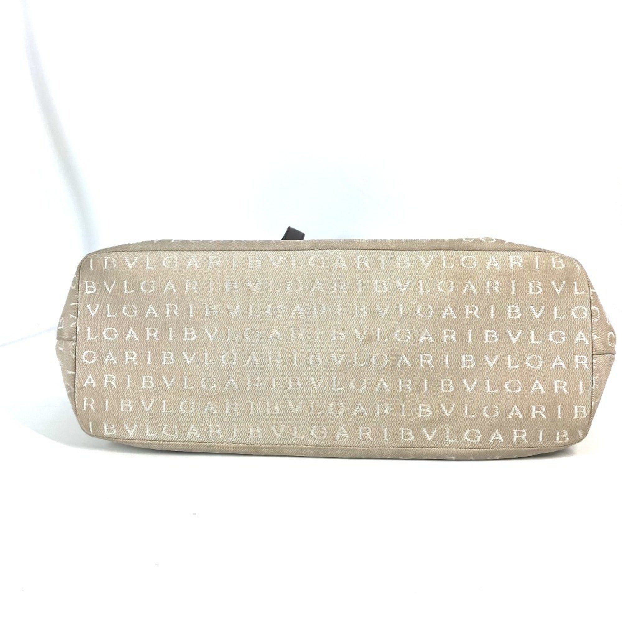 Bvlgari Beige Canvas Leather Shoulder Bag Tote Bag (Pre-Owned)