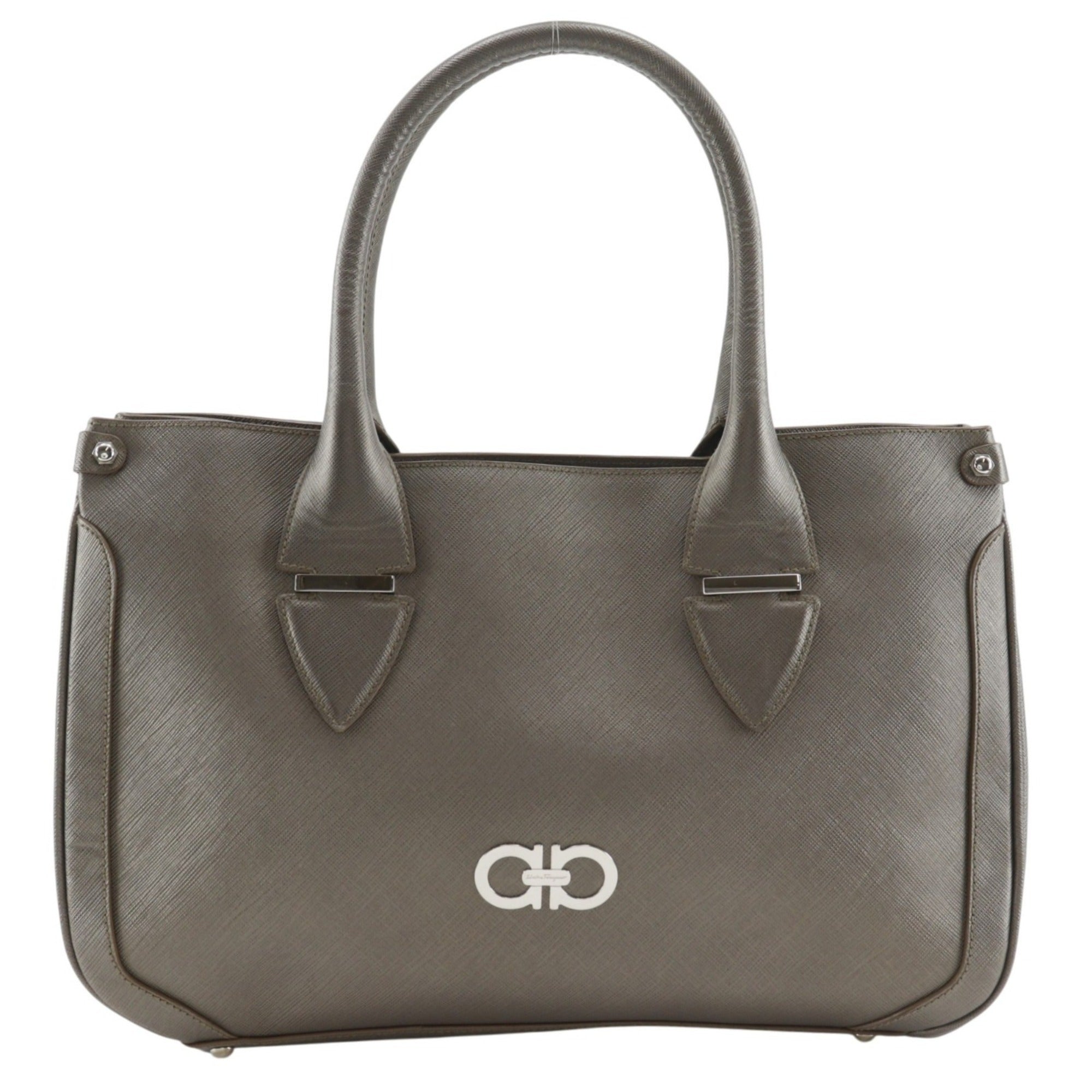 Salvatore Ferragamo Gray Leather Tote Bag (Pre-Owned)