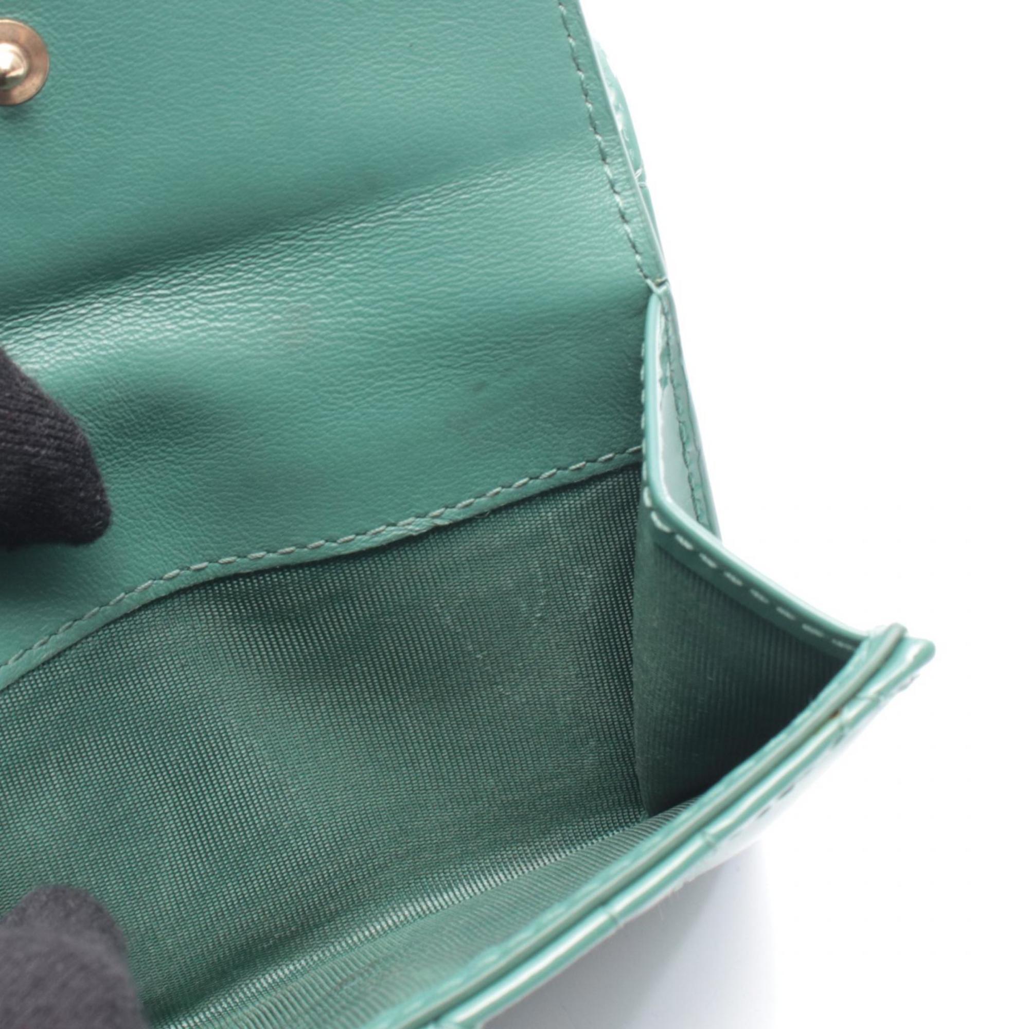 Christian Dior Green Patent Leather Wallet (Tri-Fold) (Pre-Owned)