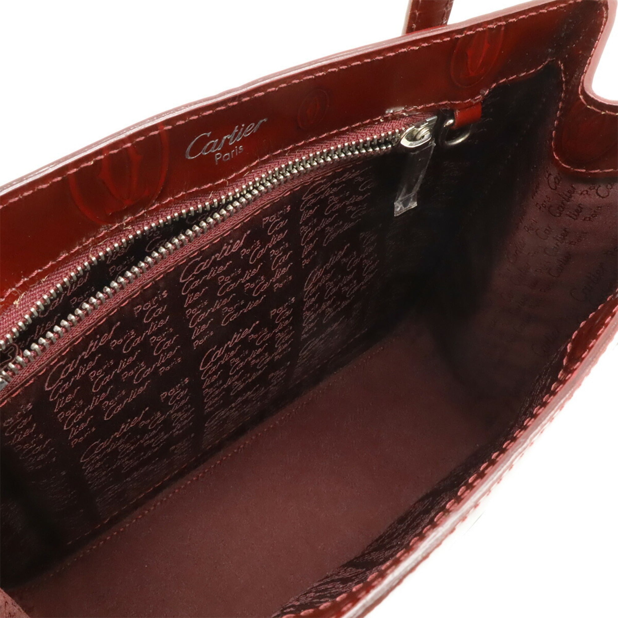 Cartier Happy Birthday Bordeaux Leather Handbag Tote Bag (Pre-Owned)