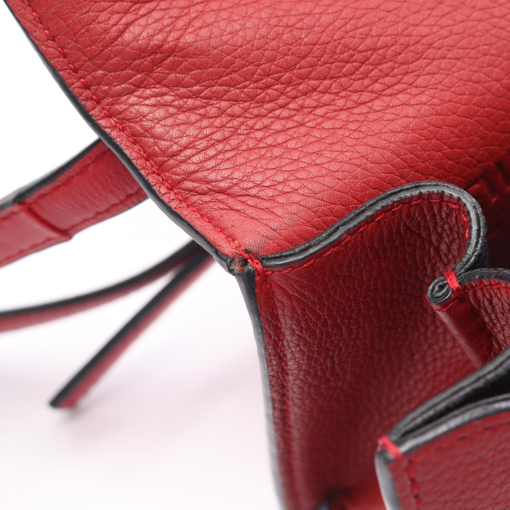 Loewe Red Color Leather Handbag Shoulder Bag (Pre-Owned)