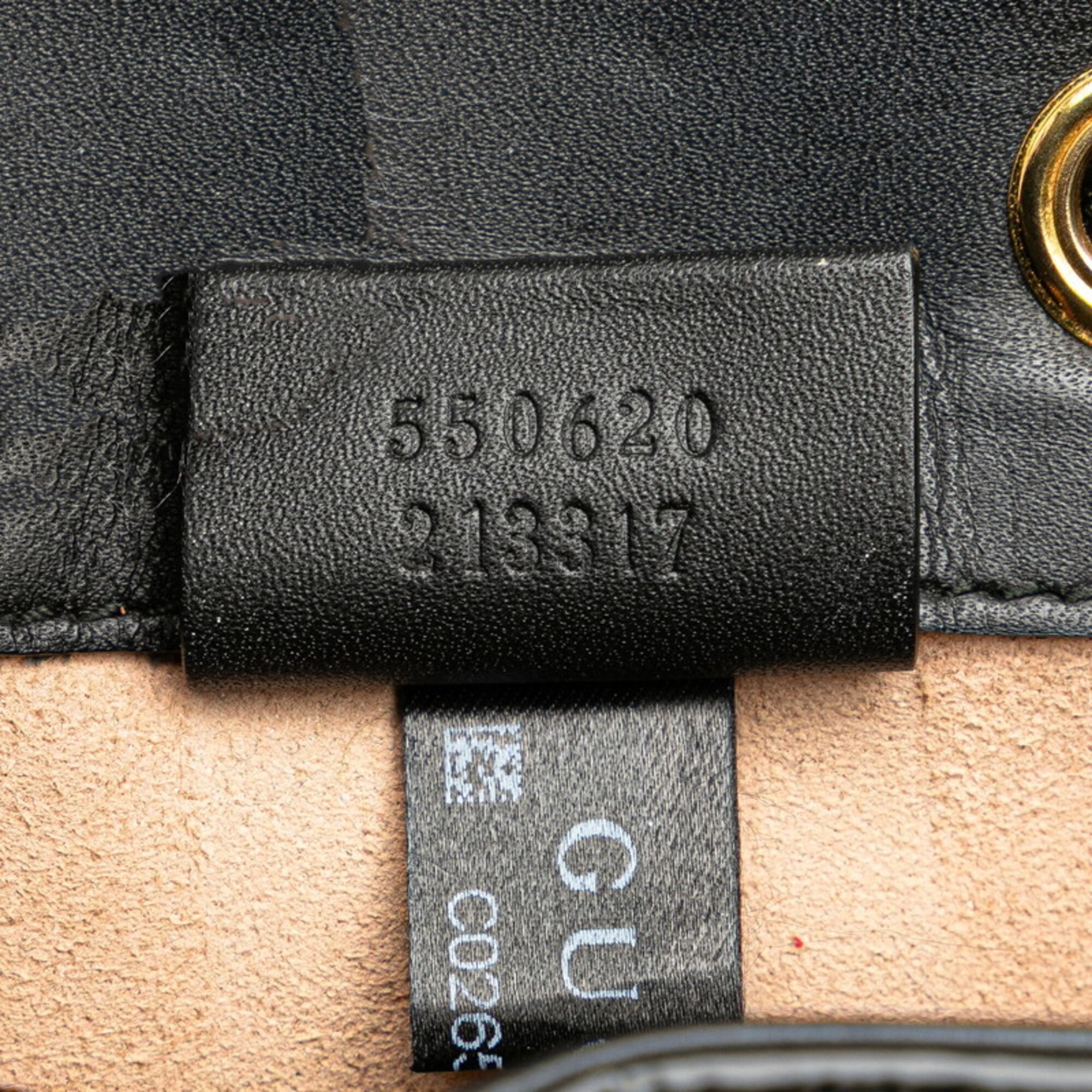 Gucci Black Red Color Leather Shoulder Bag (Pre-Owned)