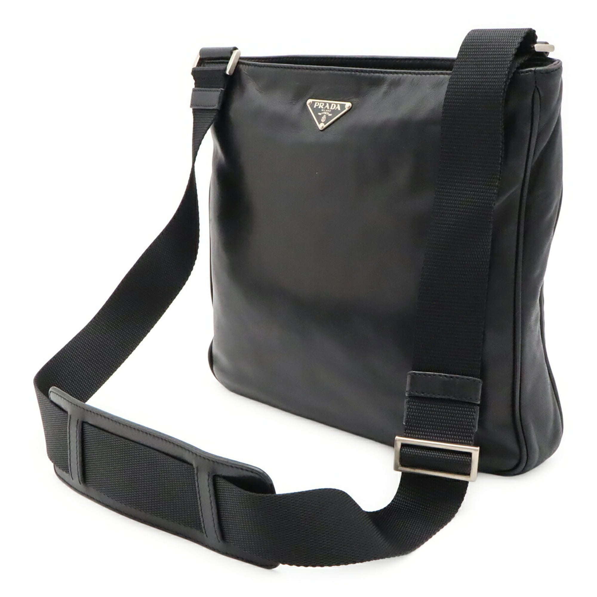 Prada Black Nero Leather Shoulder Bag Sling Bag (Pre-Owned)
