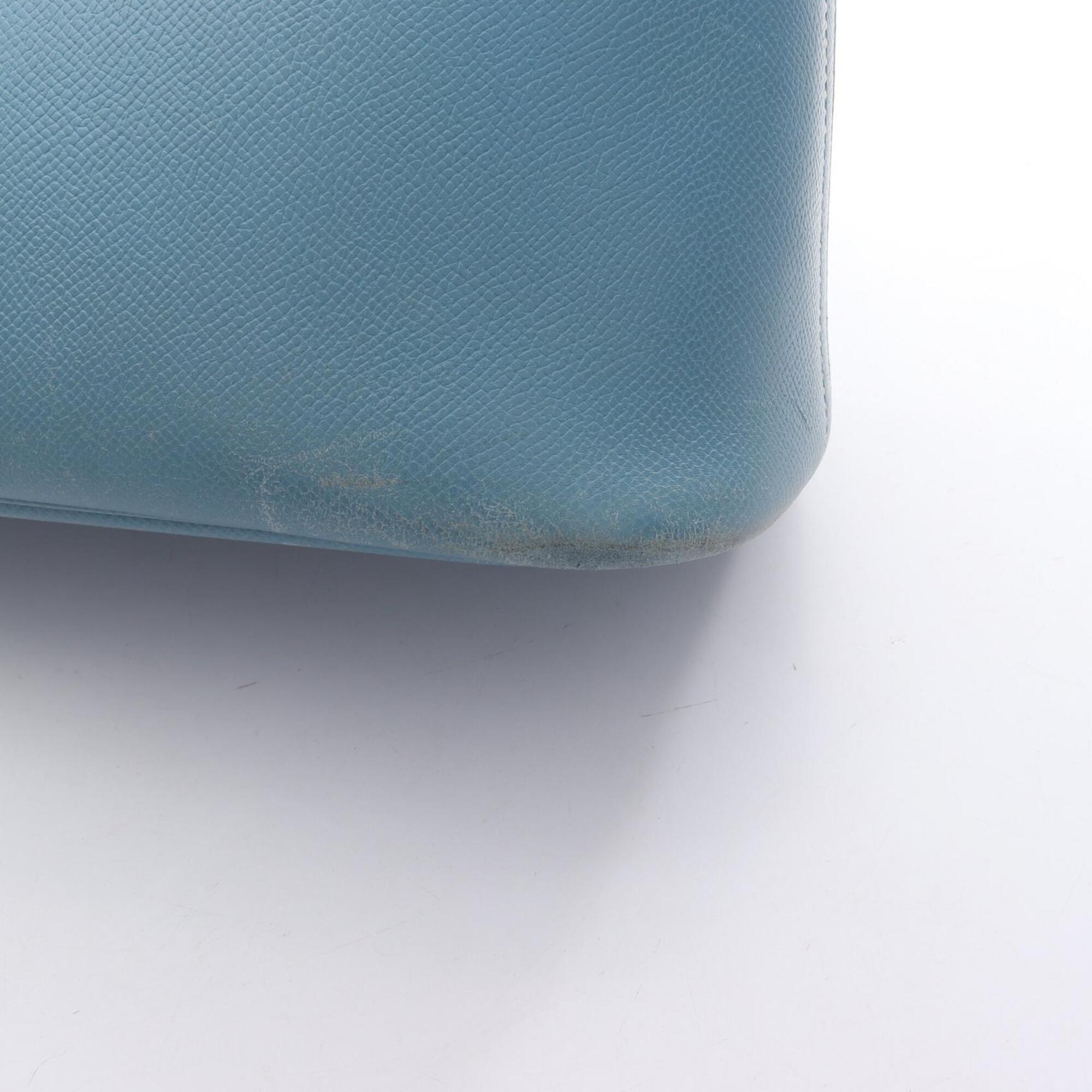 Hermes Blue Blue Jean Epsom Leather Leather Handbag (Pre-Owned)
