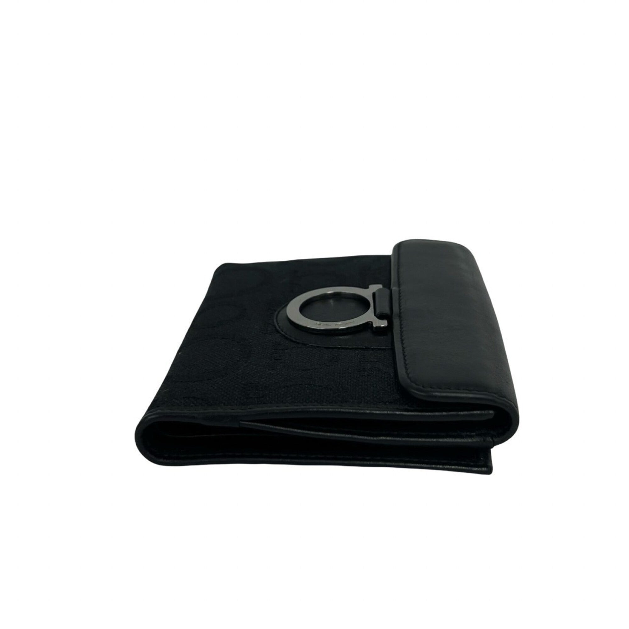 Salvatore Ferragamo Black Canvas Leather Wallet (Bi-Fold) (Pre-Owned)