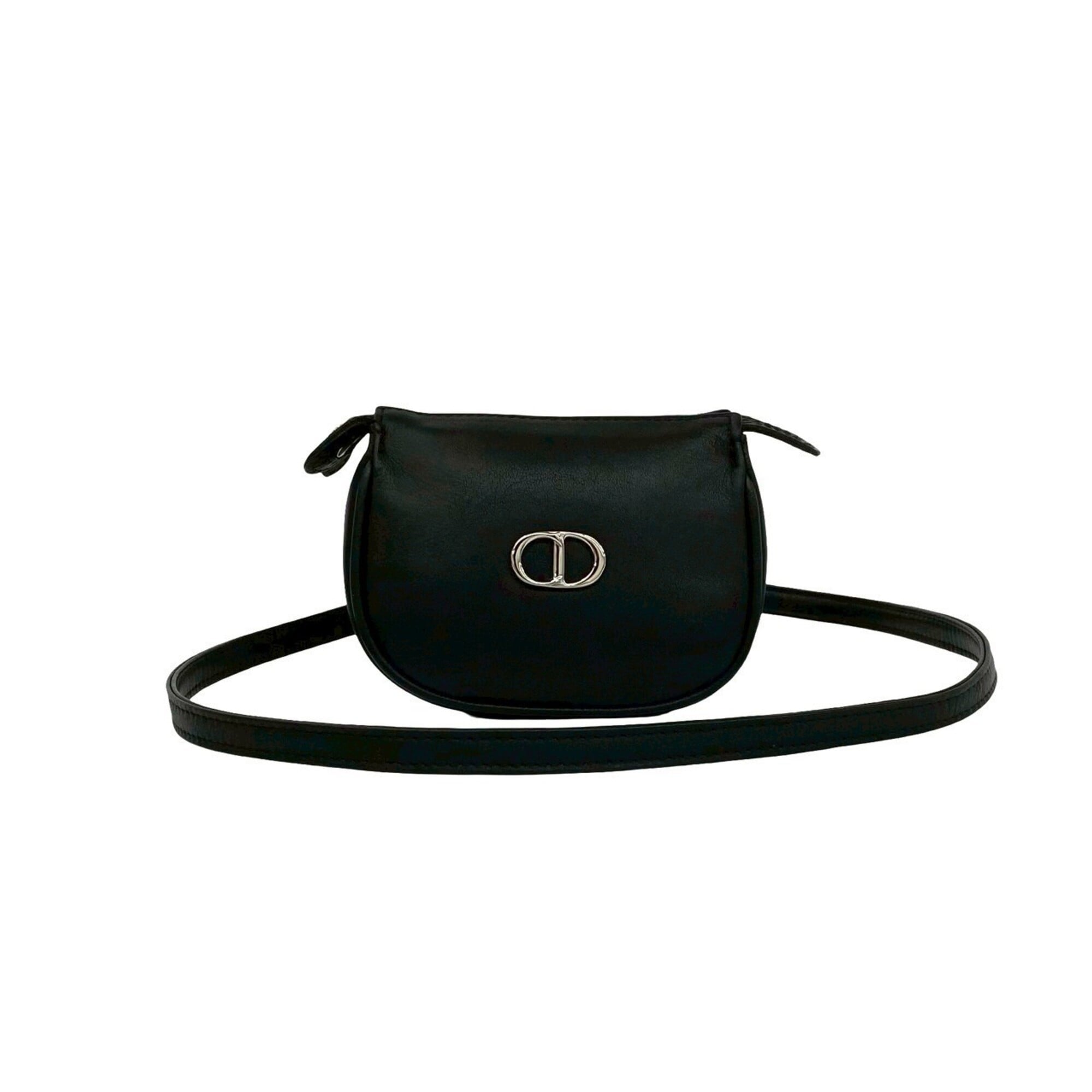 Christian Dior Black Leather Pochette Shoulder Bag (Pre-Owned)