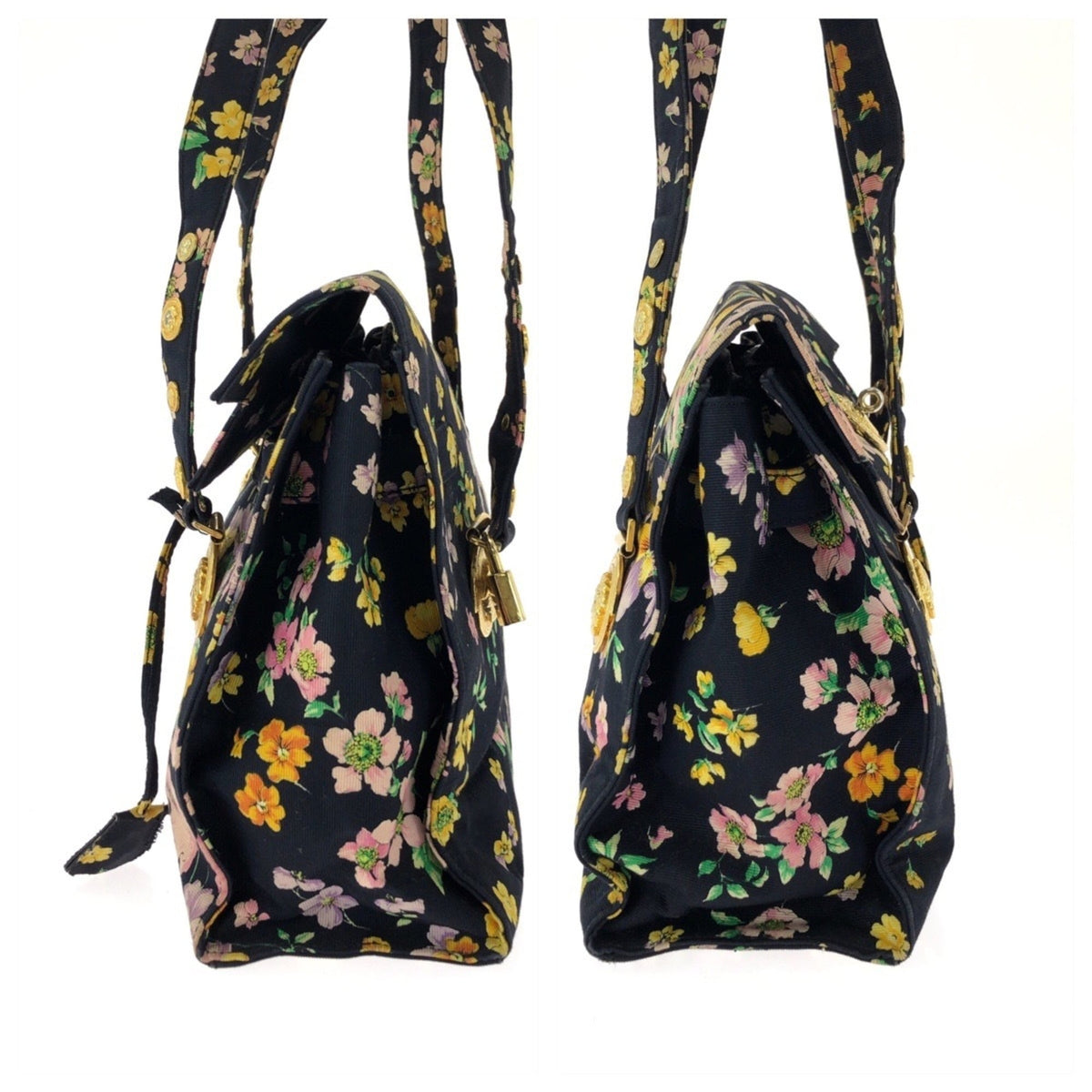 Versace Multi-Color Canvas Shoulder Bag Tote Bag (Pre-Owned)
