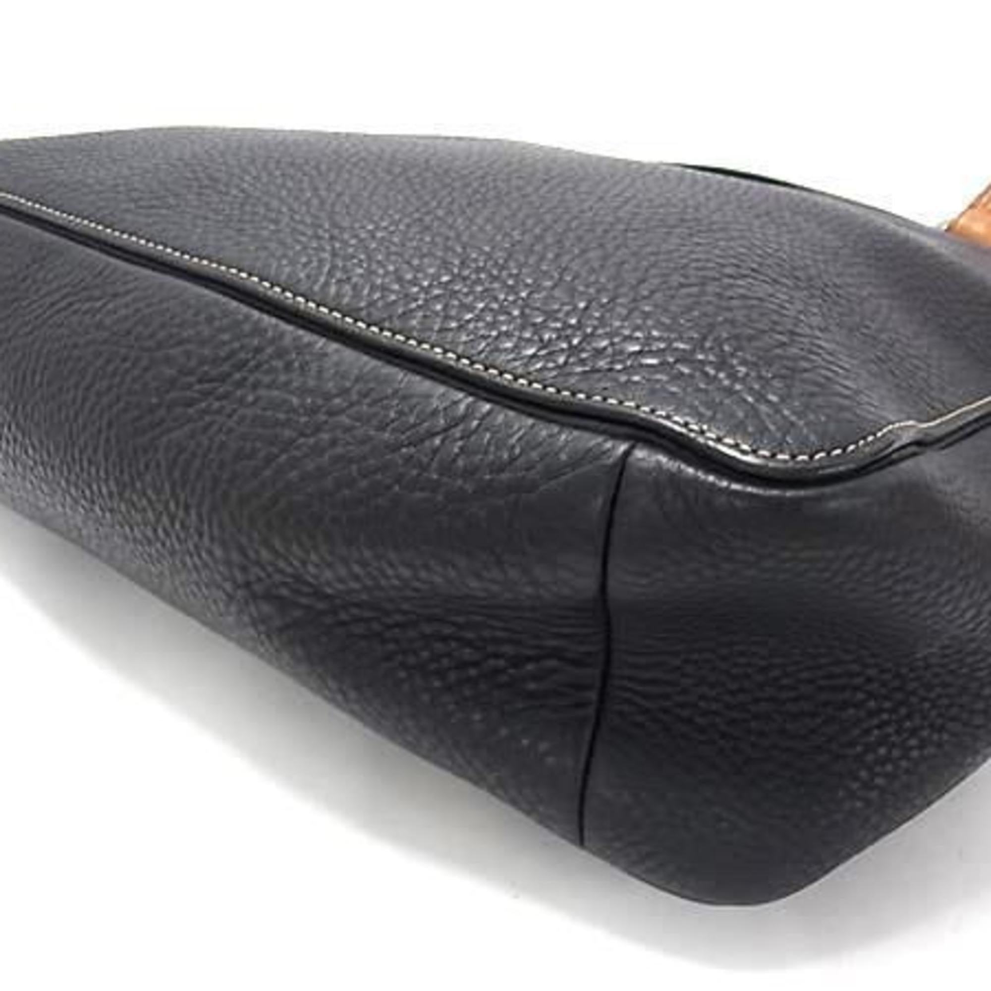 Coach Black Brown Leather Handbag Shoulder Bag Tote Bag (Pre-Owned)