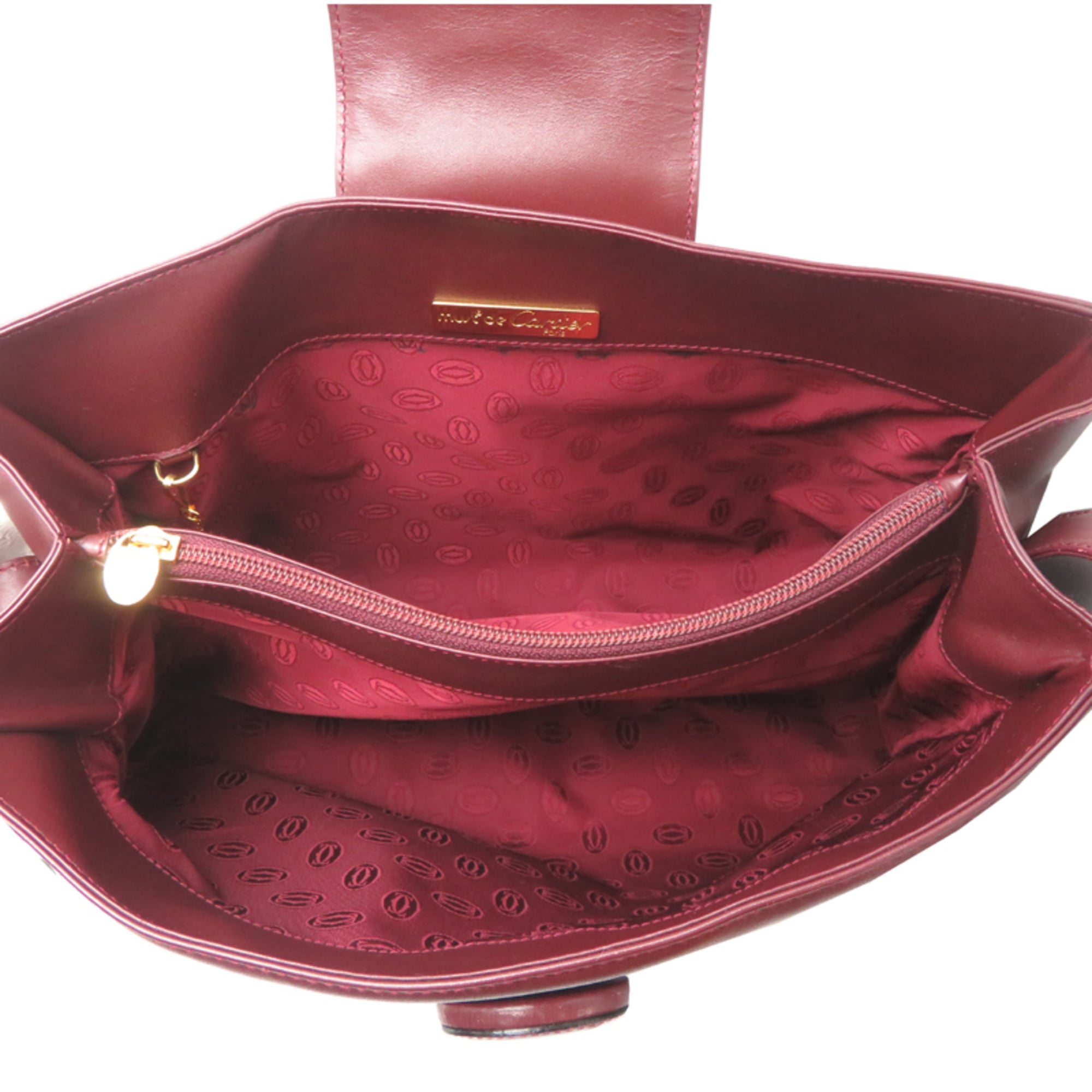 Cartier Bordeaux Red Color Leather Shoulder Bag (Pre-Owned)