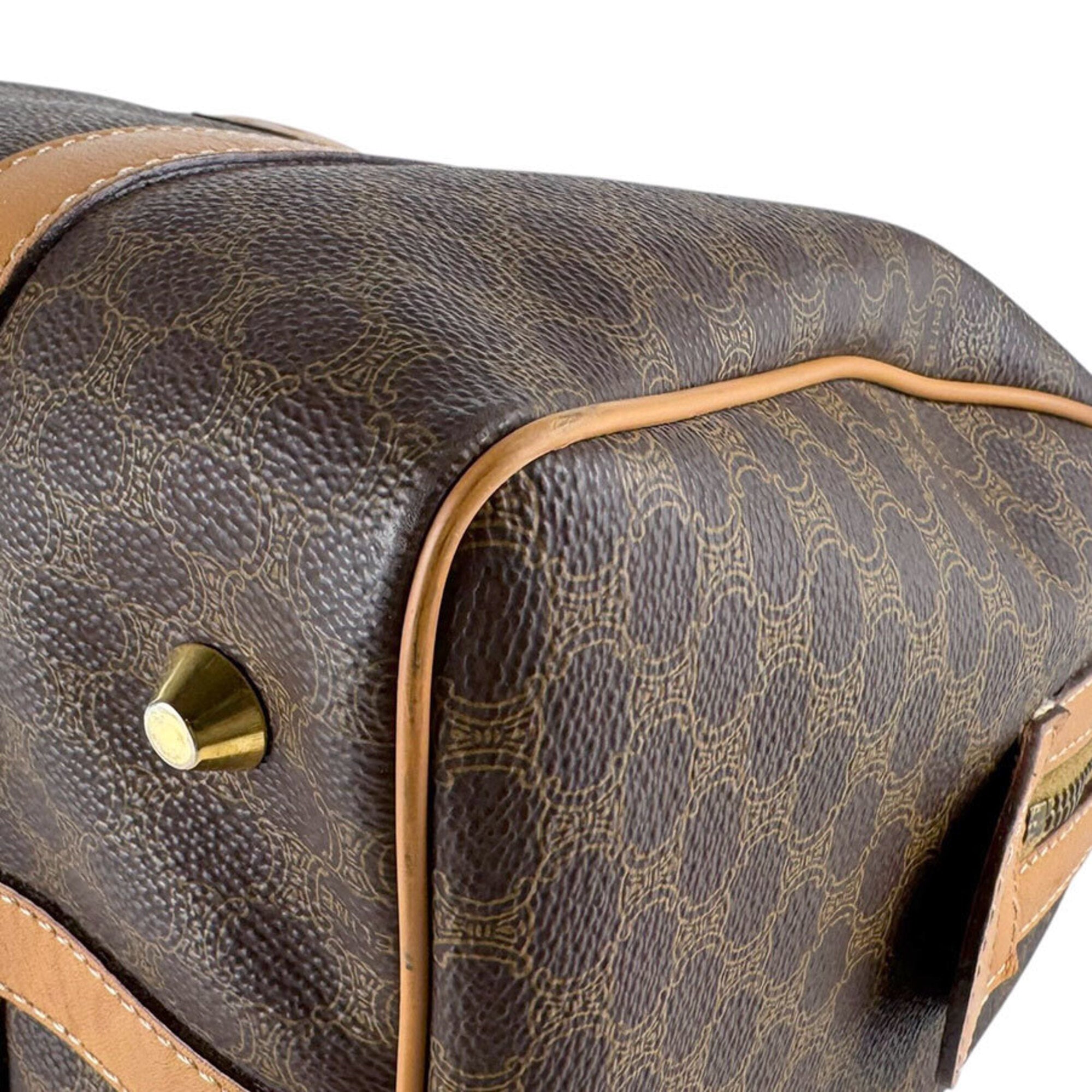 Celine Brown Coated Canvas Boston Bag Handbag (Pre-Owned)