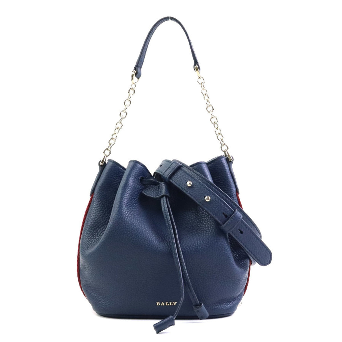 Bally Navy Leather Handbag Shoulder Bag (Pre-Owned)
