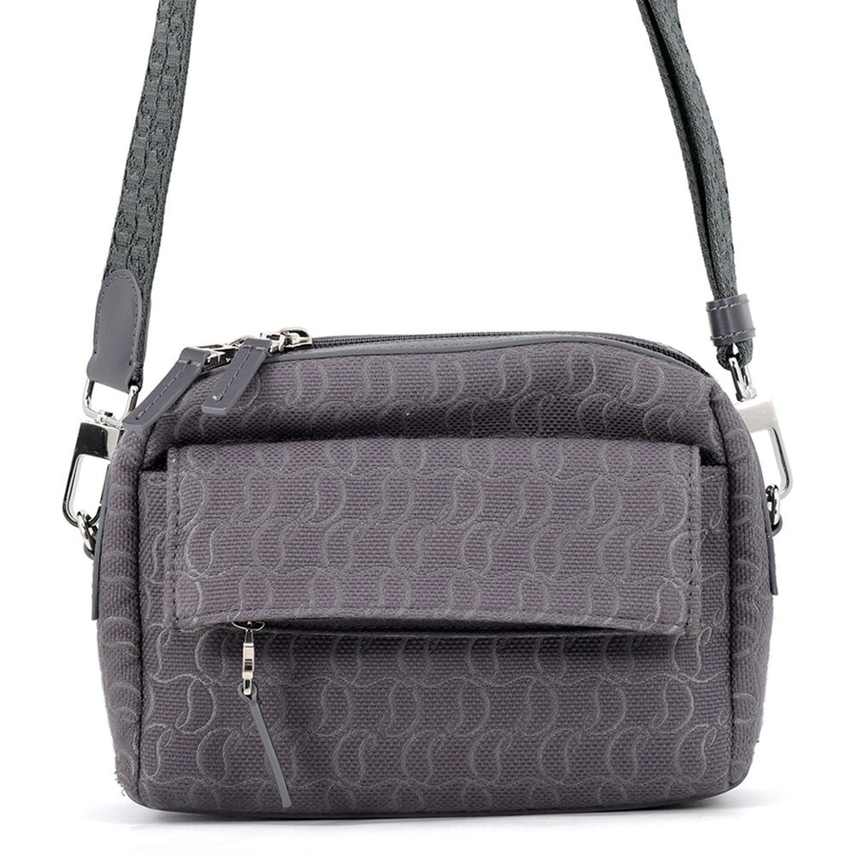 Christian Louboutin Gray Canvas Leather Shoulder Bag (Pre-Owned)