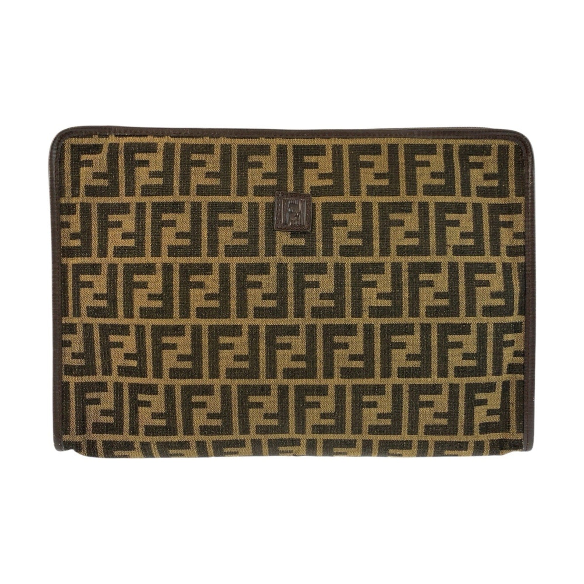 Fendi Brown Canvas Clutch Bag (Pre-Owned)