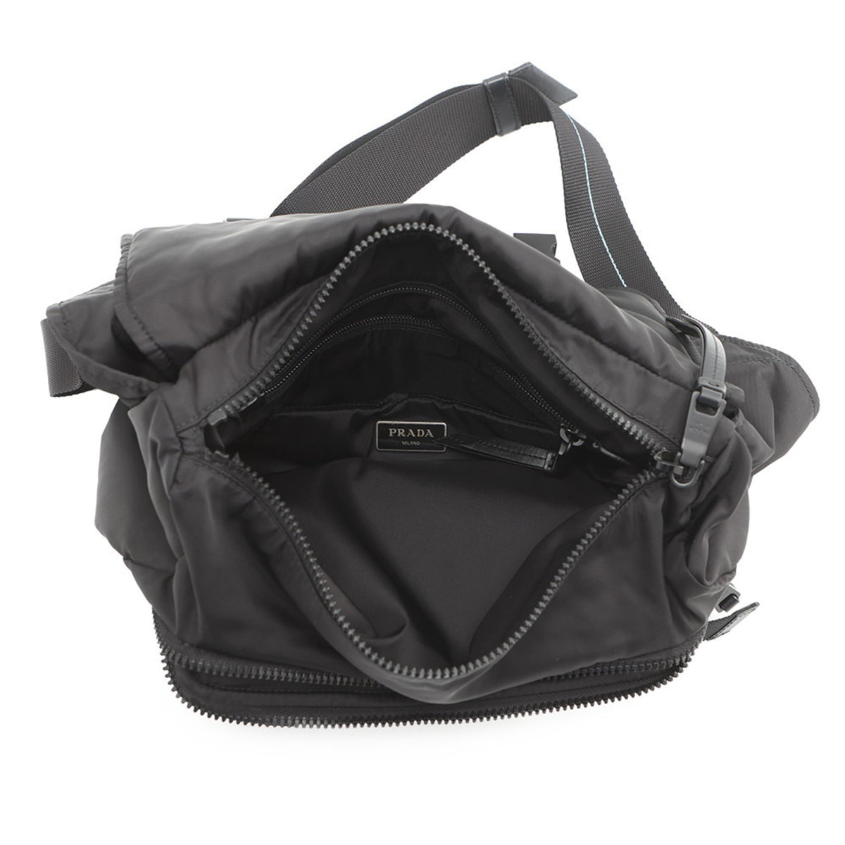 Prada Black Nylon Leather Handbag Messenger Bag Shoulder Bag (Pre-Owned)