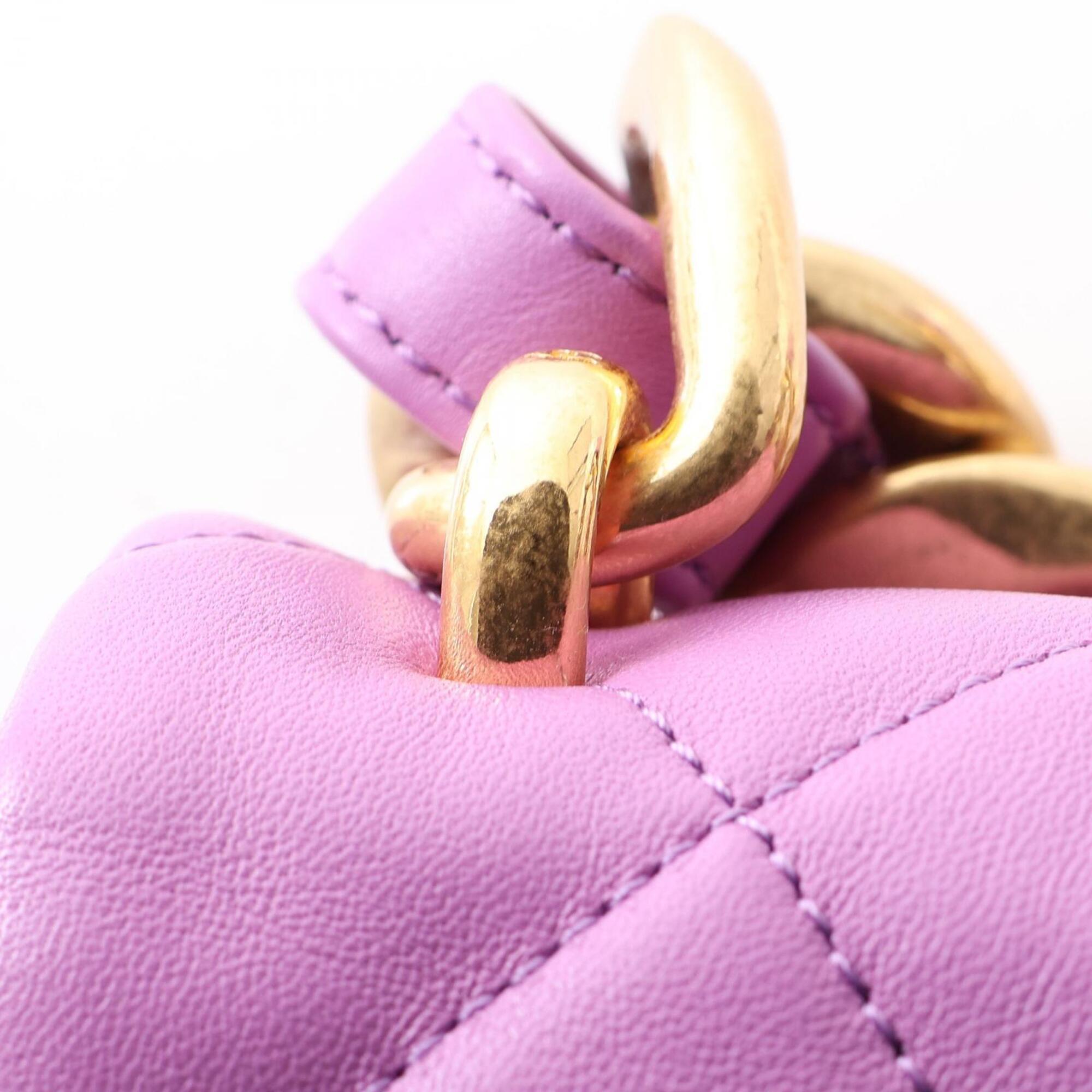 Chanel Purple Leather Handbag Shoulder Bag (Pre-Owned)