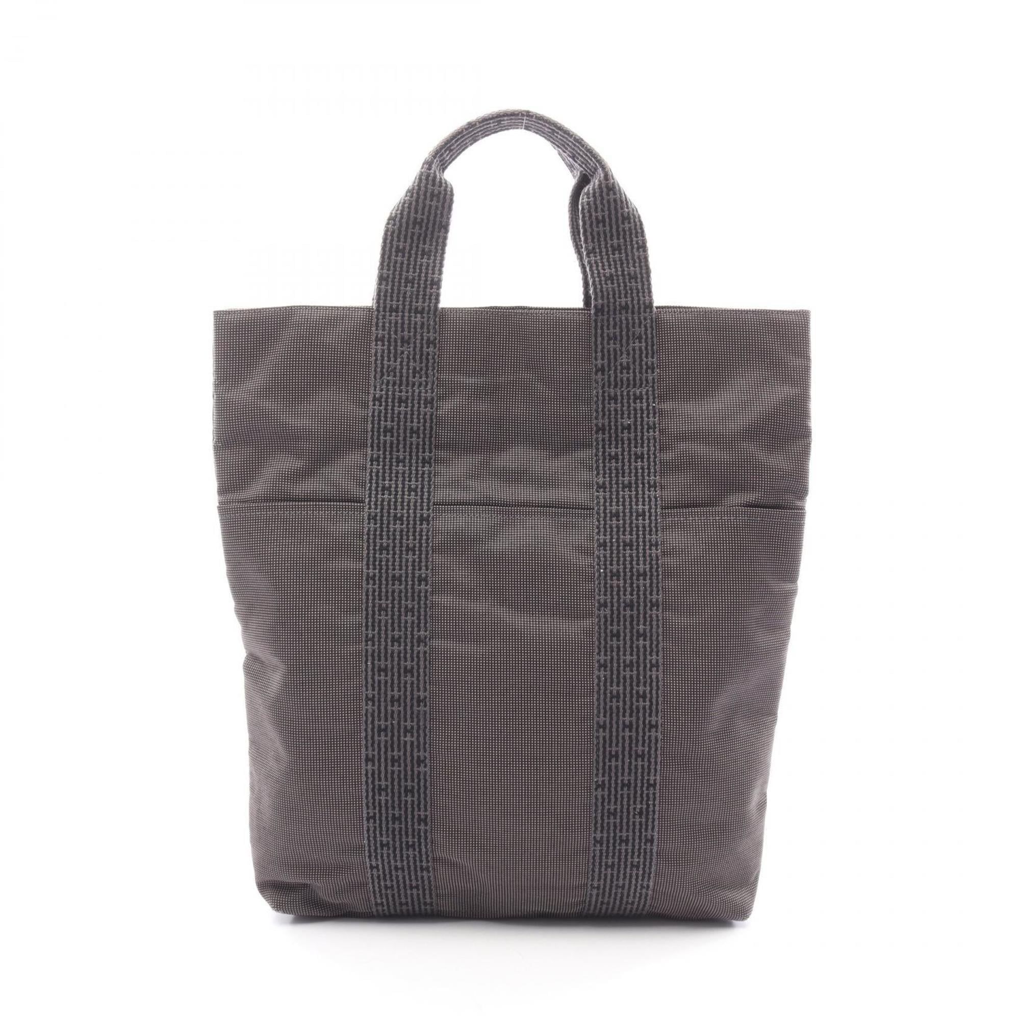 Hermes Gray Nylon Canvas Handbag Tote Bag (Pre-Owned)