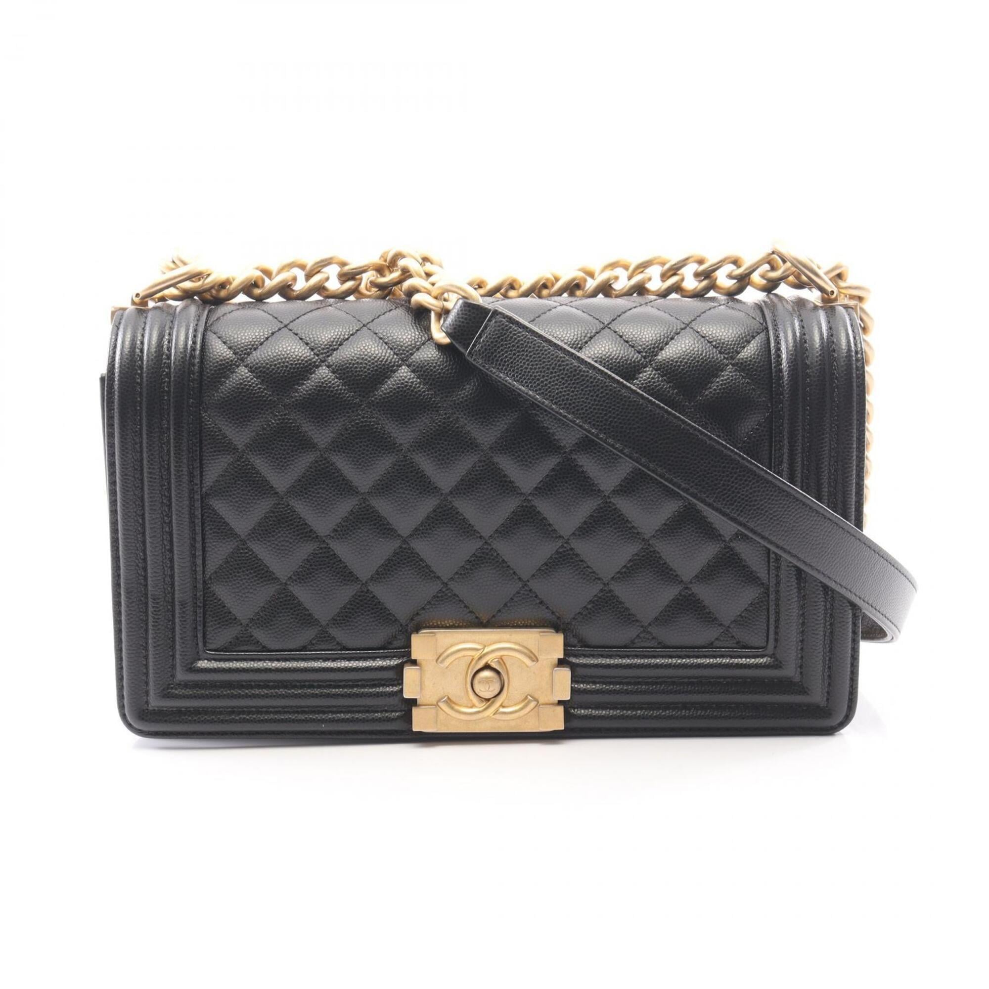 Chanel Black Grained Calfskin Handbag Shoulder Bag (Pre-Owned)