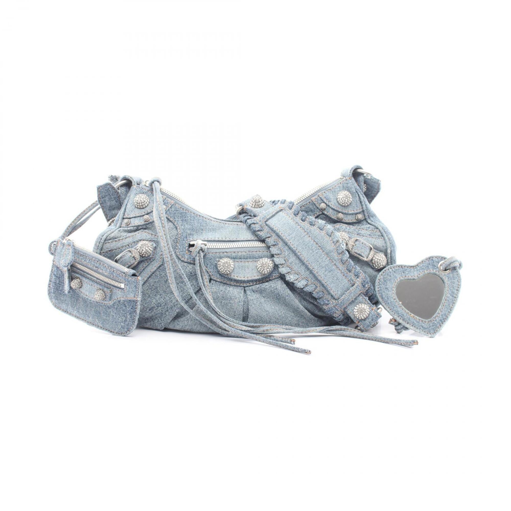 Balenciaga Blue Denim Handbag Pouch Shoulder Bag (Pre-Owned)