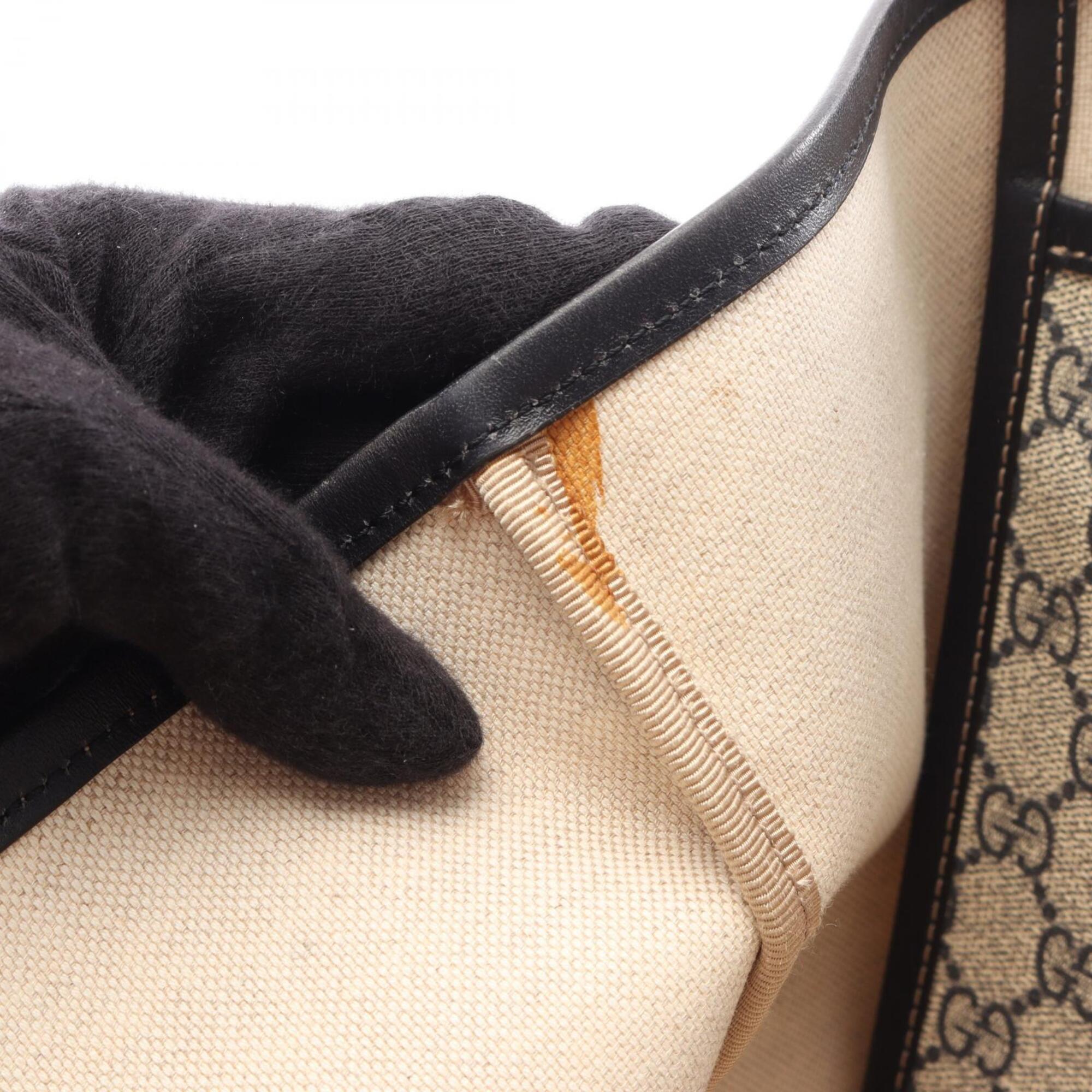 Gucci Beige Navy Gg Supreme Leather Handbag Tote Bag (Pre-Owned)
