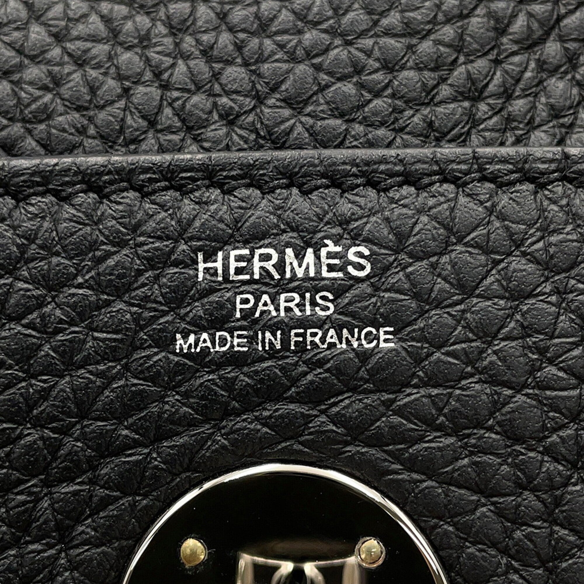 Hermes Lindy Black Taurillon Clemence Leather Handbag (Pre-Owned)