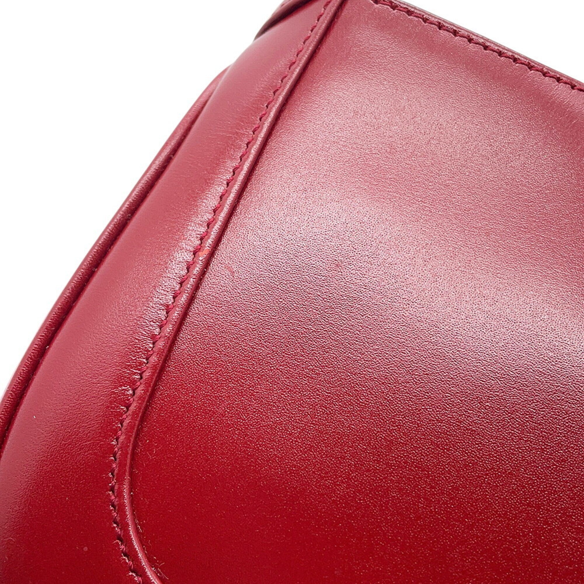 Gucci Red Color Leather Shoulder Bag (Pre-Owned)