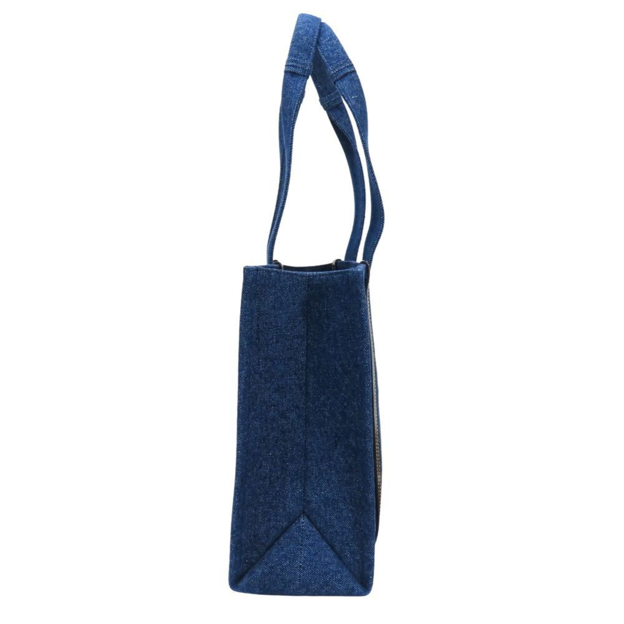 Chloé Blue White Cotton Denim Leather Tote Bag (Pre-Owned)